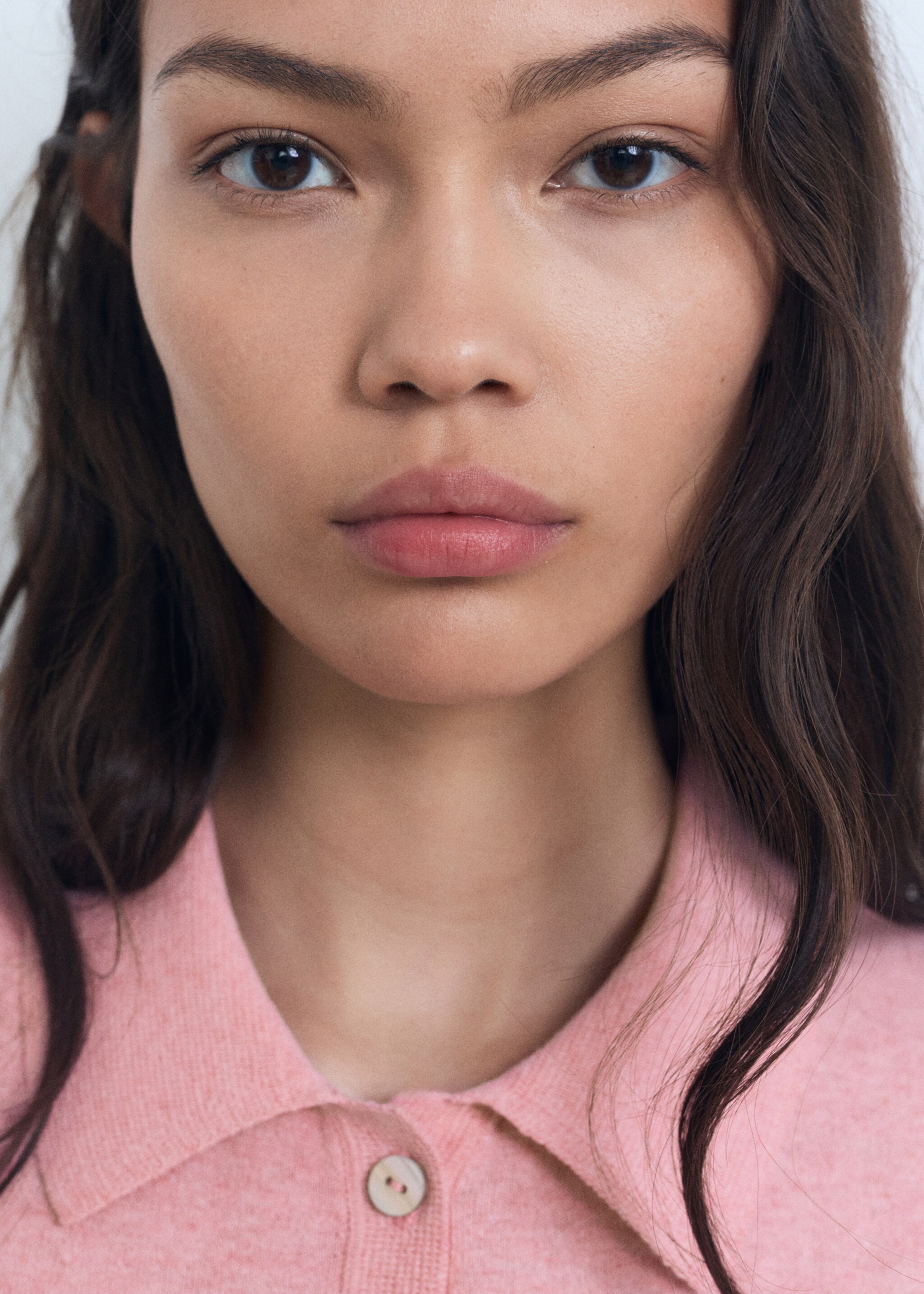 Knitted polo-neck sweater - Details of the article 1, Pastel Pink. Ref: 87088649-00.