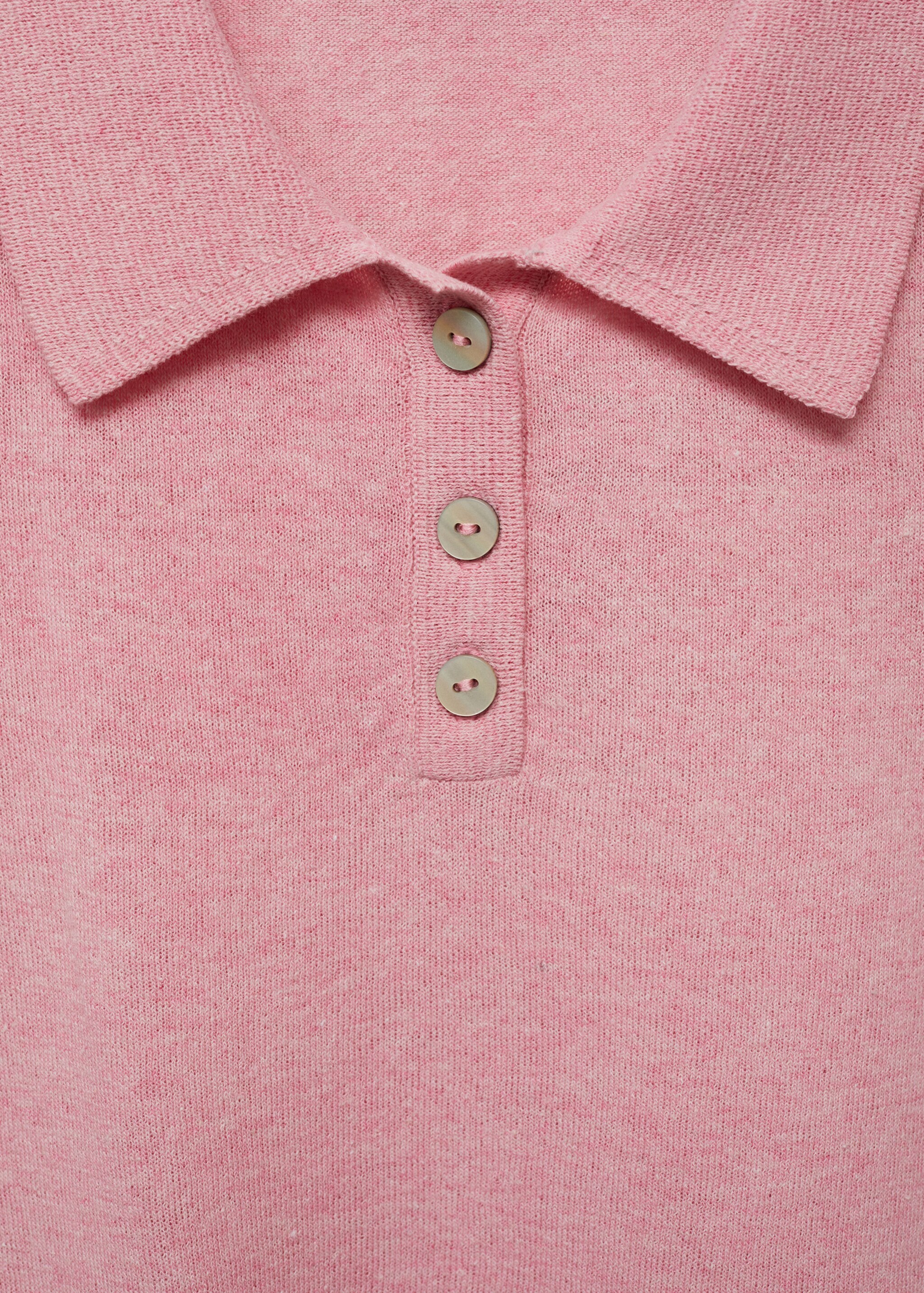 Knitted polo-neck sweater - Details of the article 8, Pastel Pink. Ref: 87088649-00.