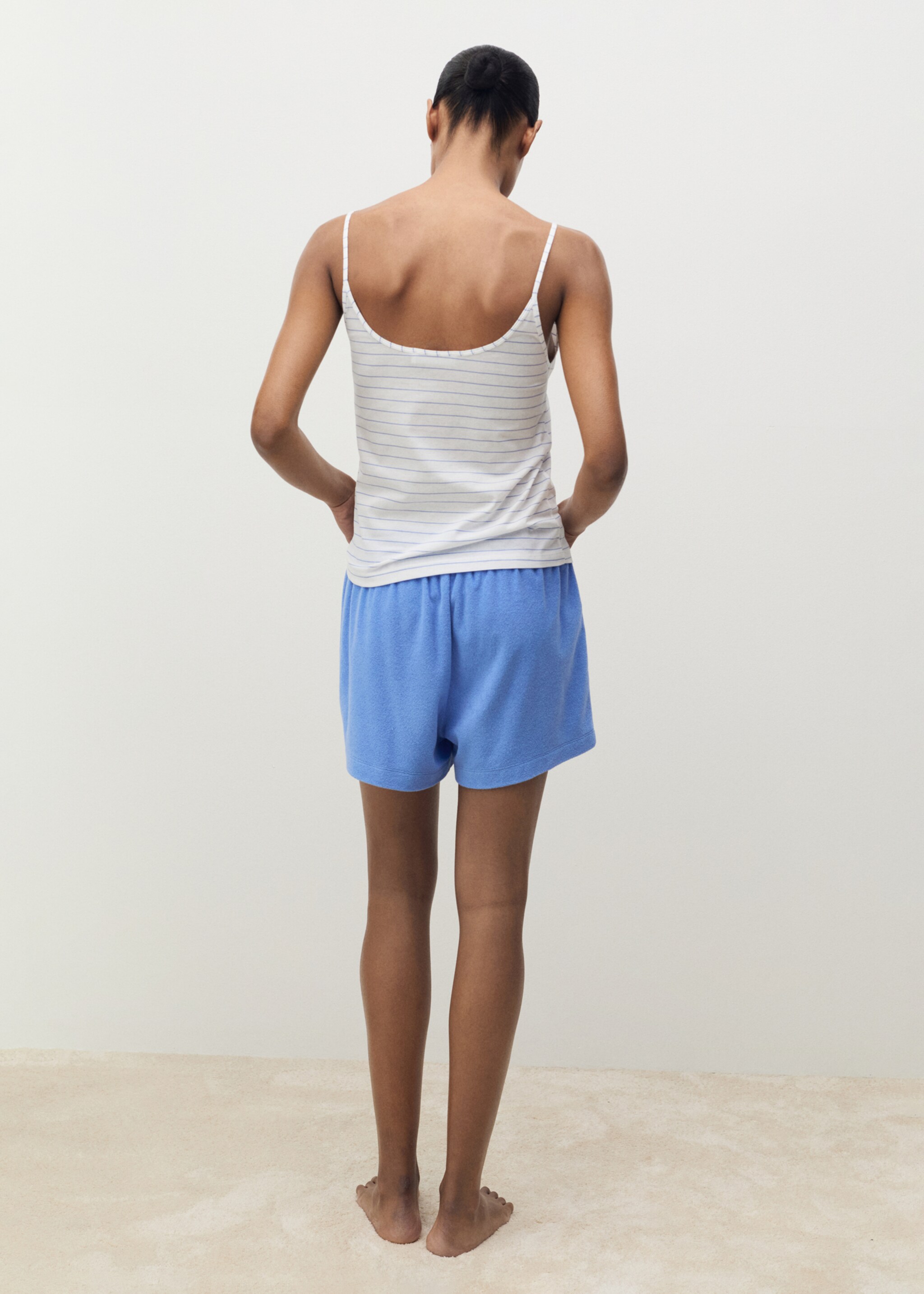 Haut de pyjama en coton à rayures - Verso de l’article, Blanc. Ref: 87088650-00.