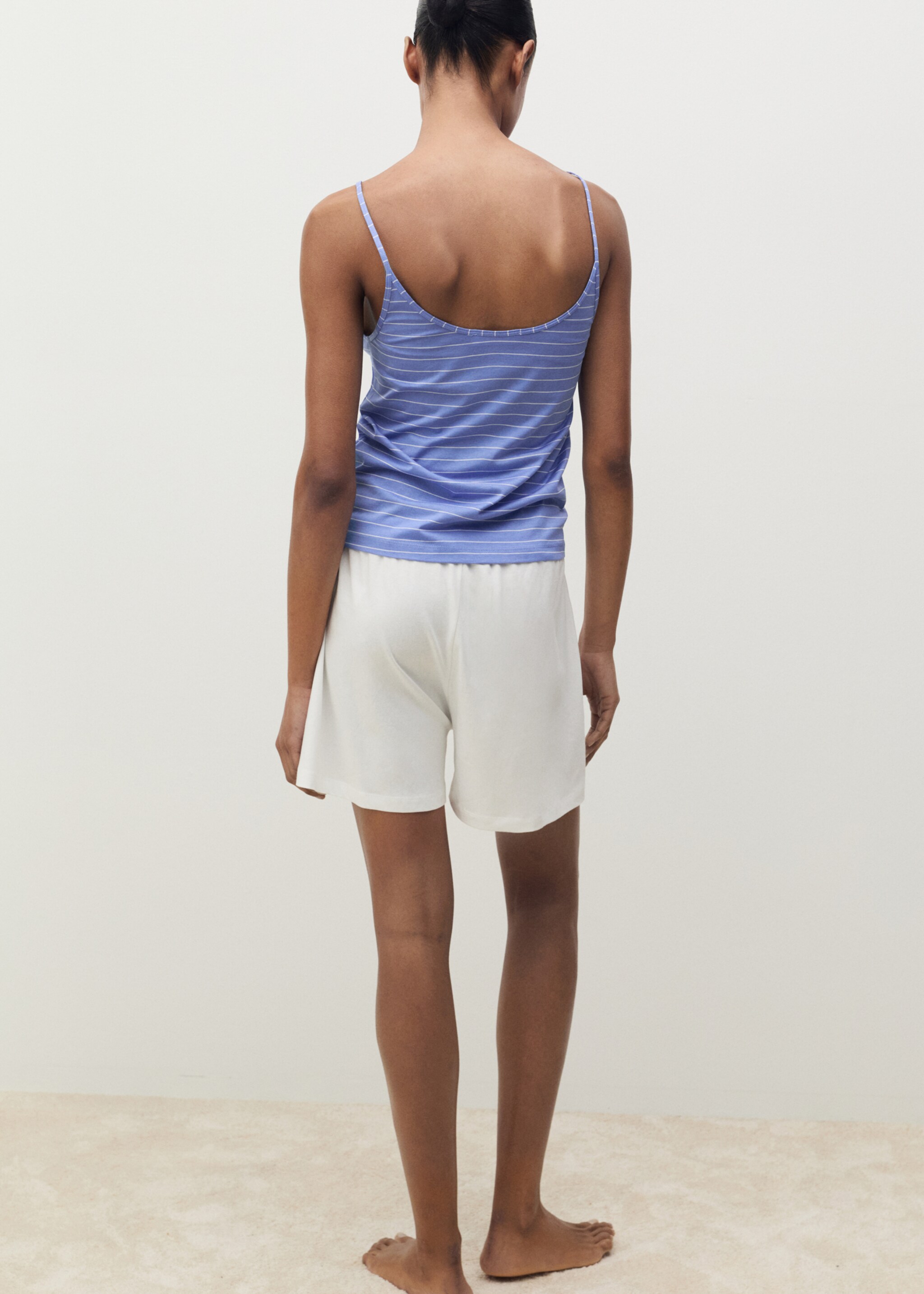 Haut de pyjama en coton à rayures - Verso de l’article, Bleu. Ref: 87088650-00.