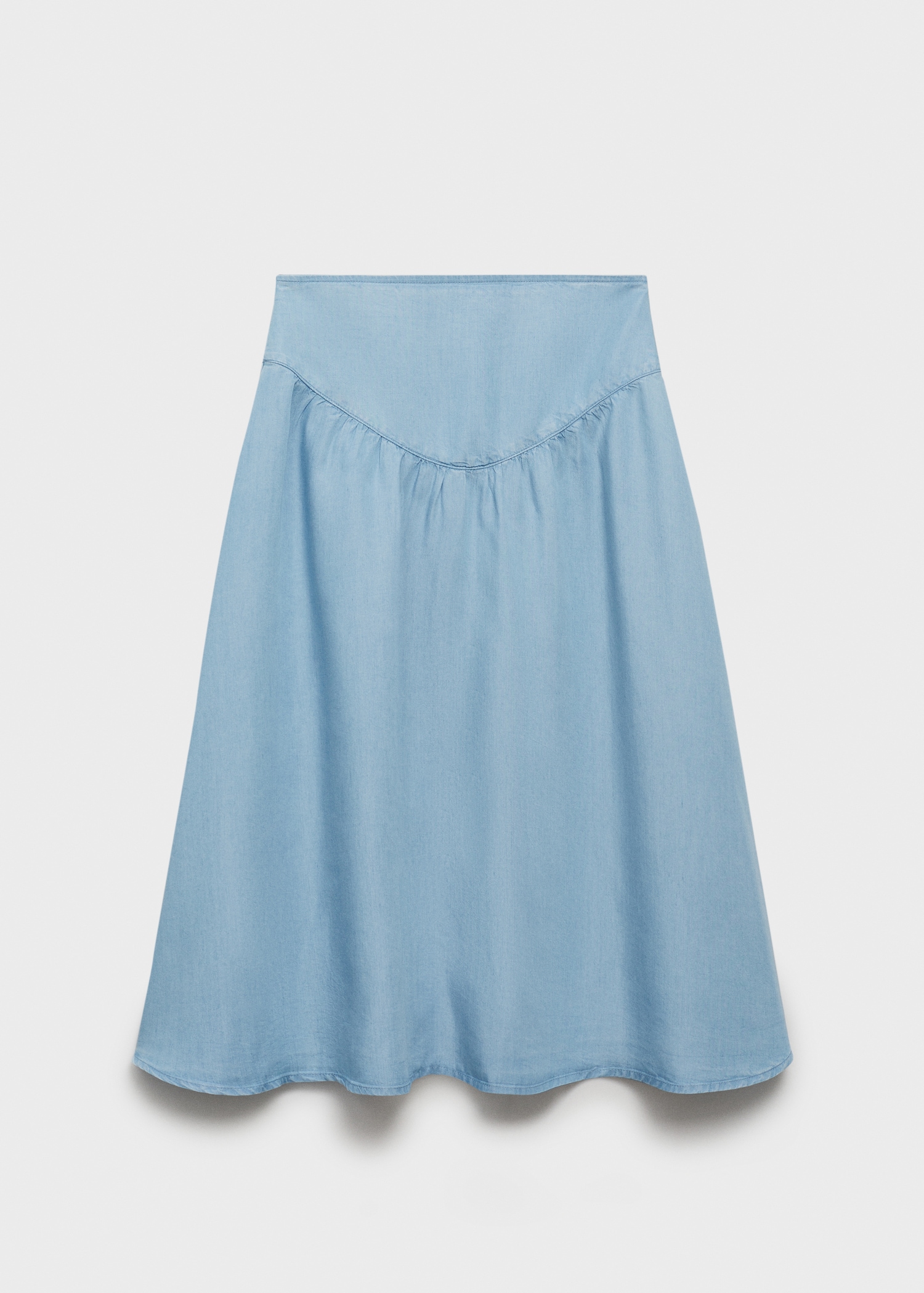 Soft denim midi-skirt with gathered detail - Article without model