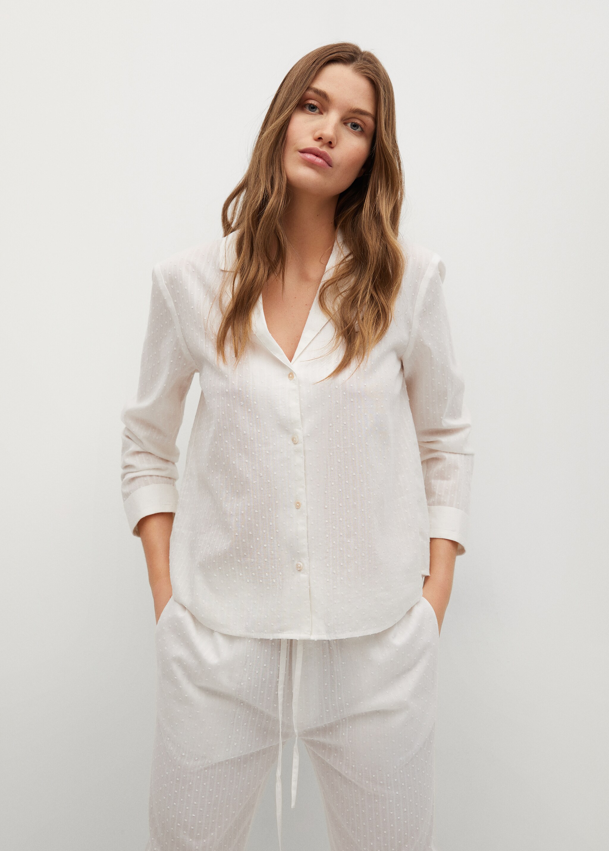 Pantalón pijama algodón plumeti - Plano medio