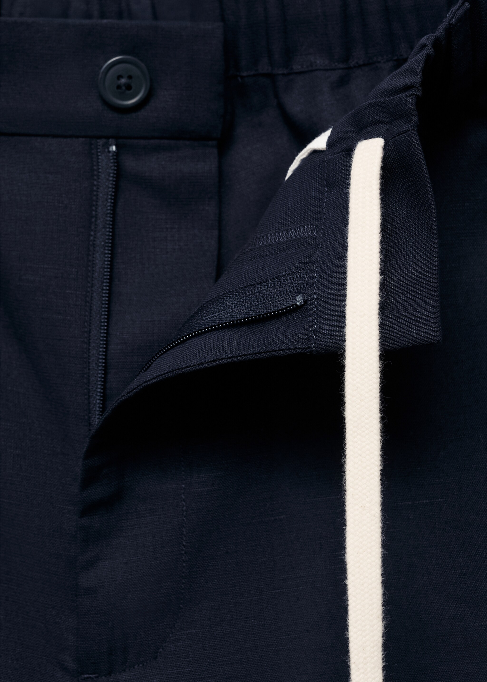 Bermudashorts aus Baumwolle mit Leinen - Detail des Artikels 0, Petrolblau. Ref: 87089204-00.