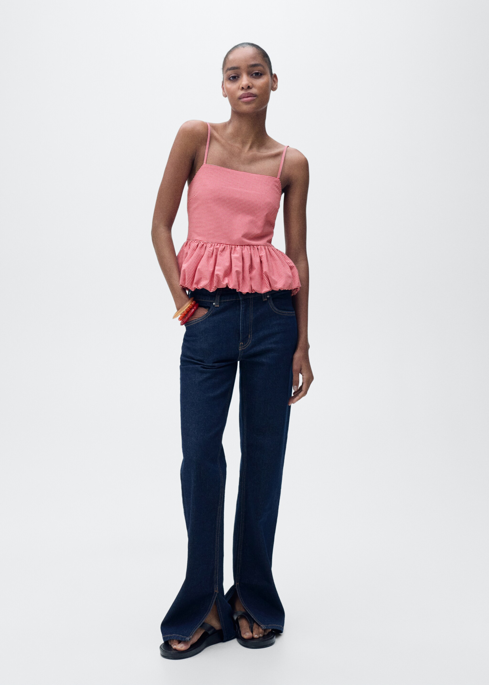 Top cuadros vichy - Detalle del artículo 2, Rojo. Ref: 87089208-00.