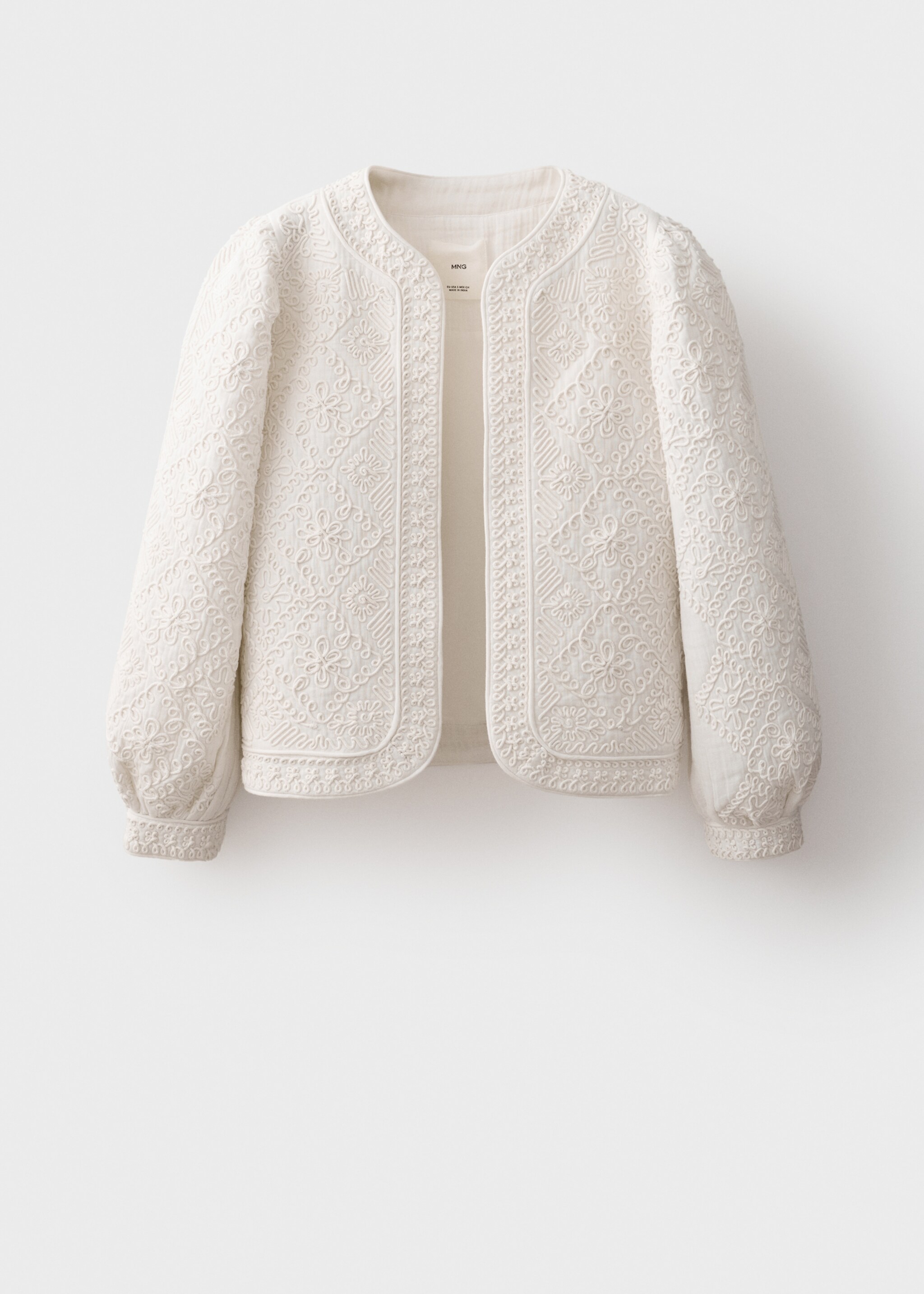 Embroidered cotton jacket - Article without model, White. Ref: 87089219-00.