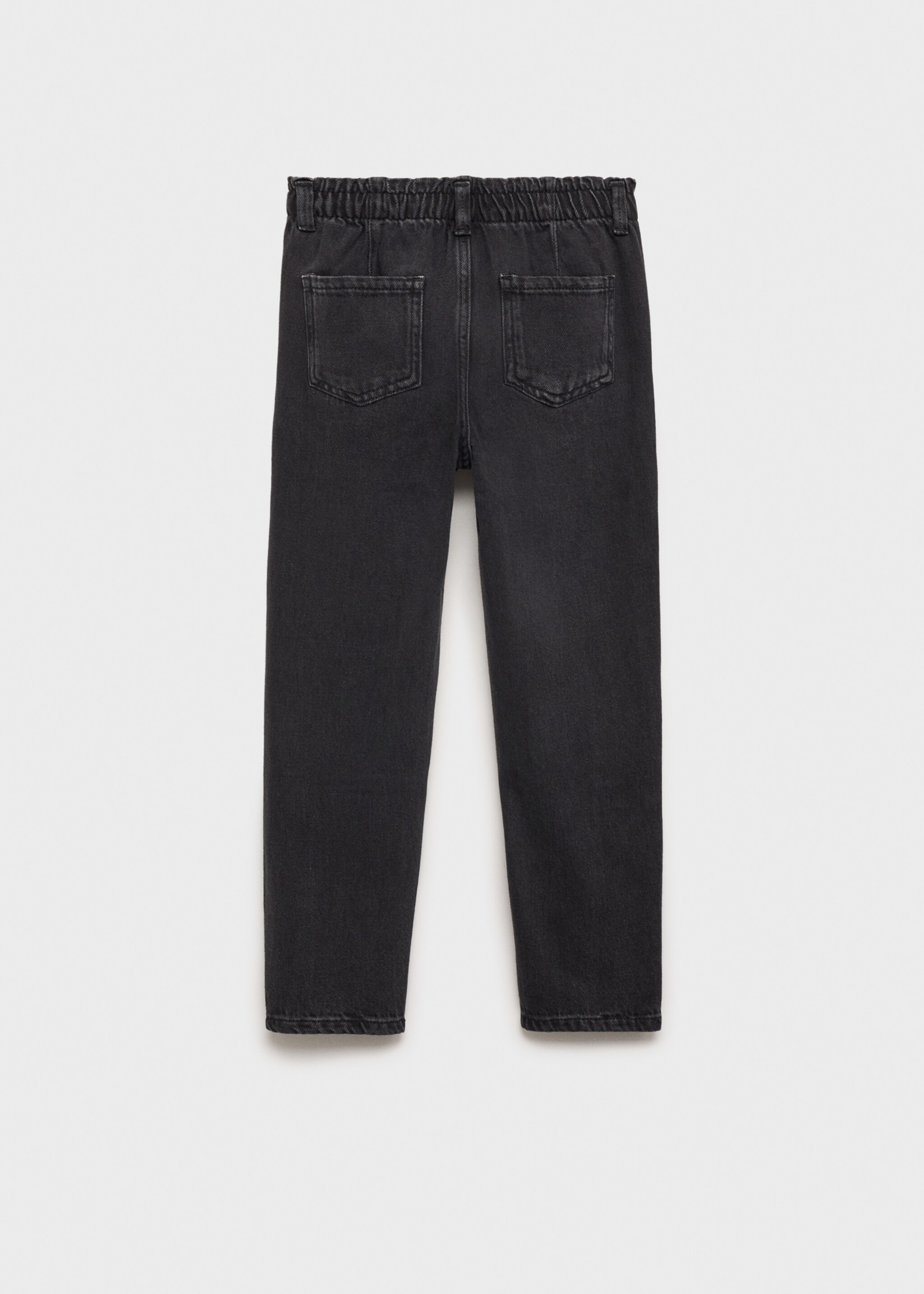 Paperbag jeans - Achterkant van het artikel, Black denim. Ref: 87090413-00.
