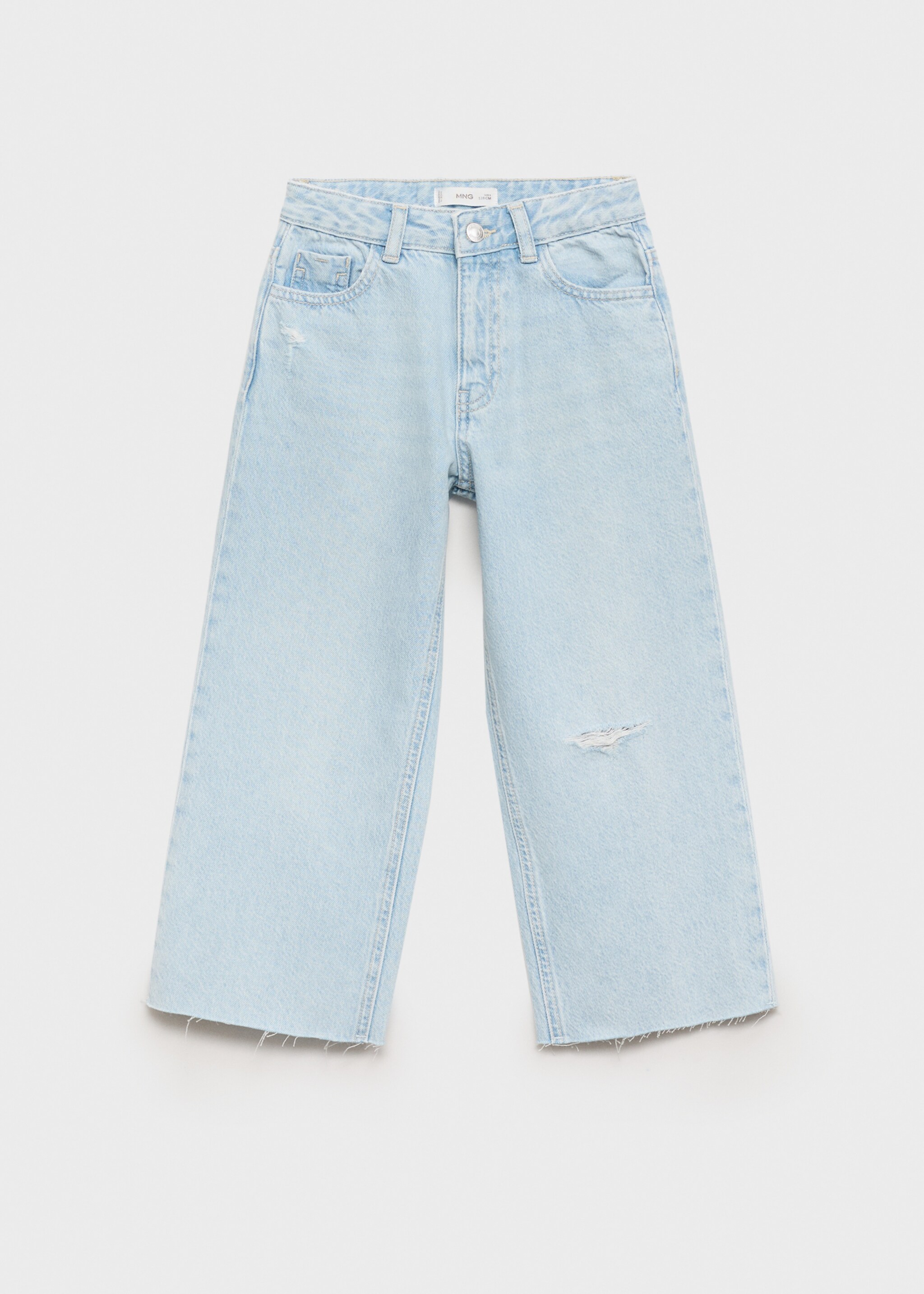 Frayed hem culotte jeans - Article without model, Light Blue. Ref: 87090414-00.