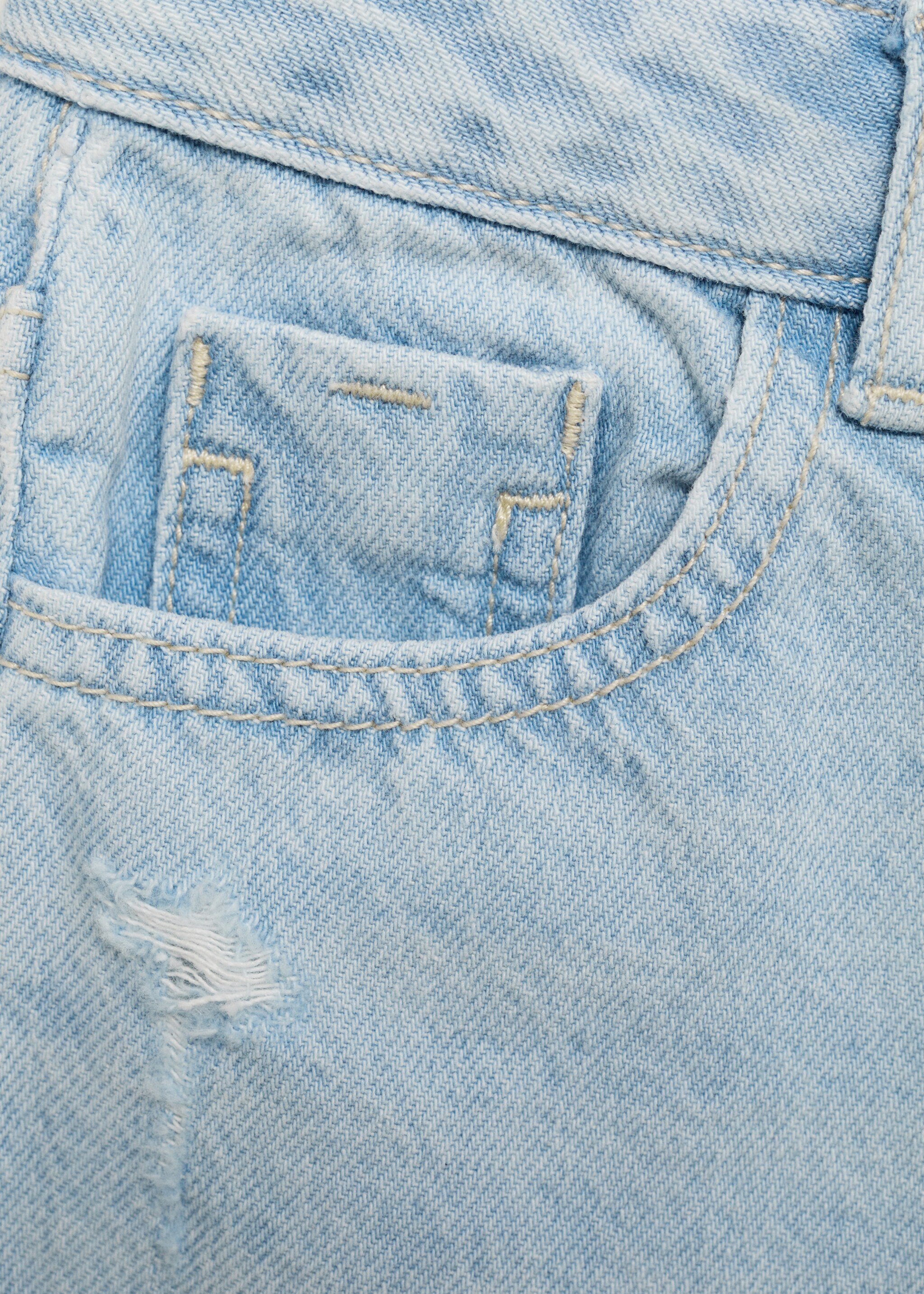 Frayed hem culotte jeans - Details of the article 8, Light Blue. Ref: 87090414-00.