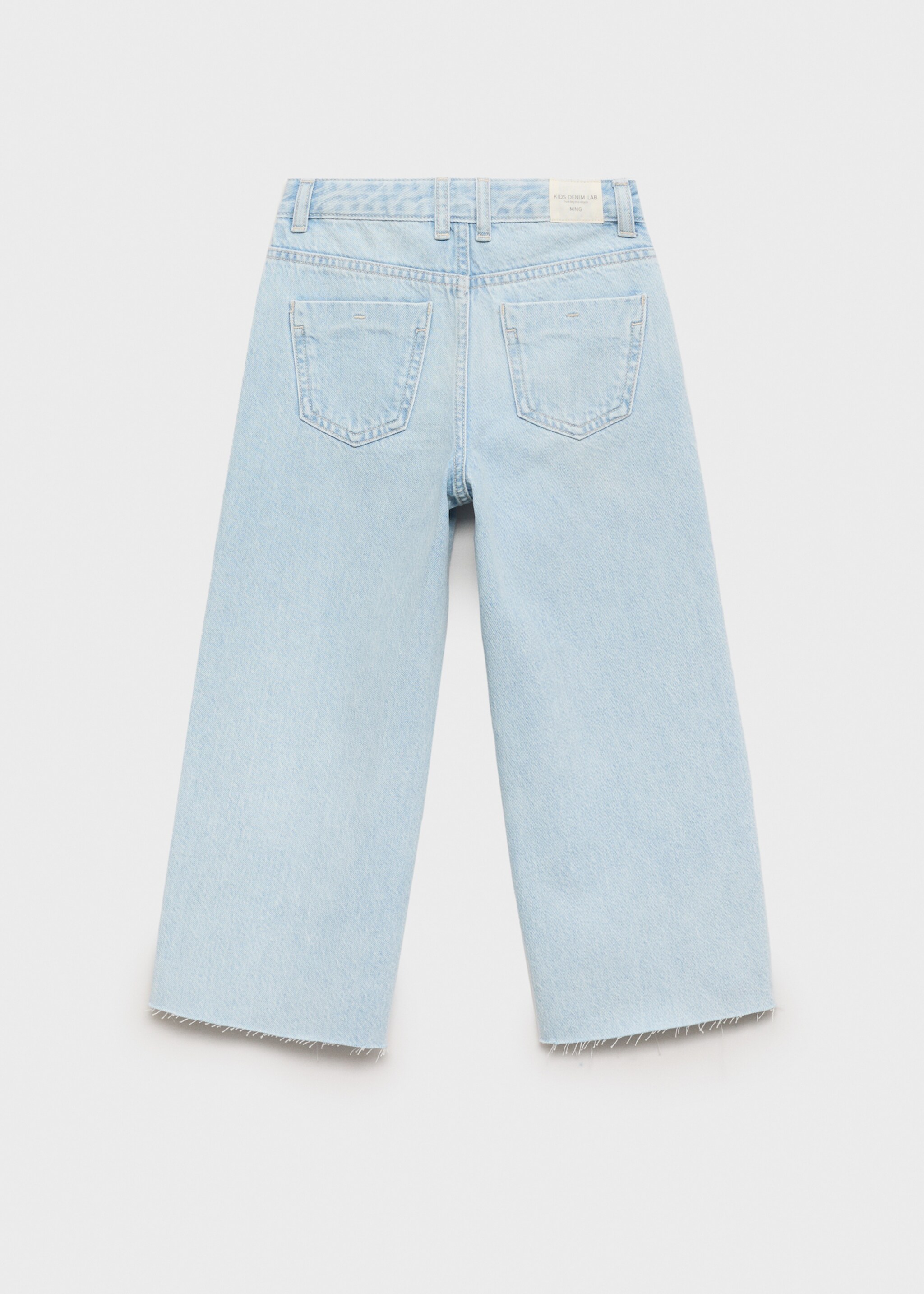 Frayed hem culotte jeans - Reverse of the article, Light Blue. Ref: 87090414-00.