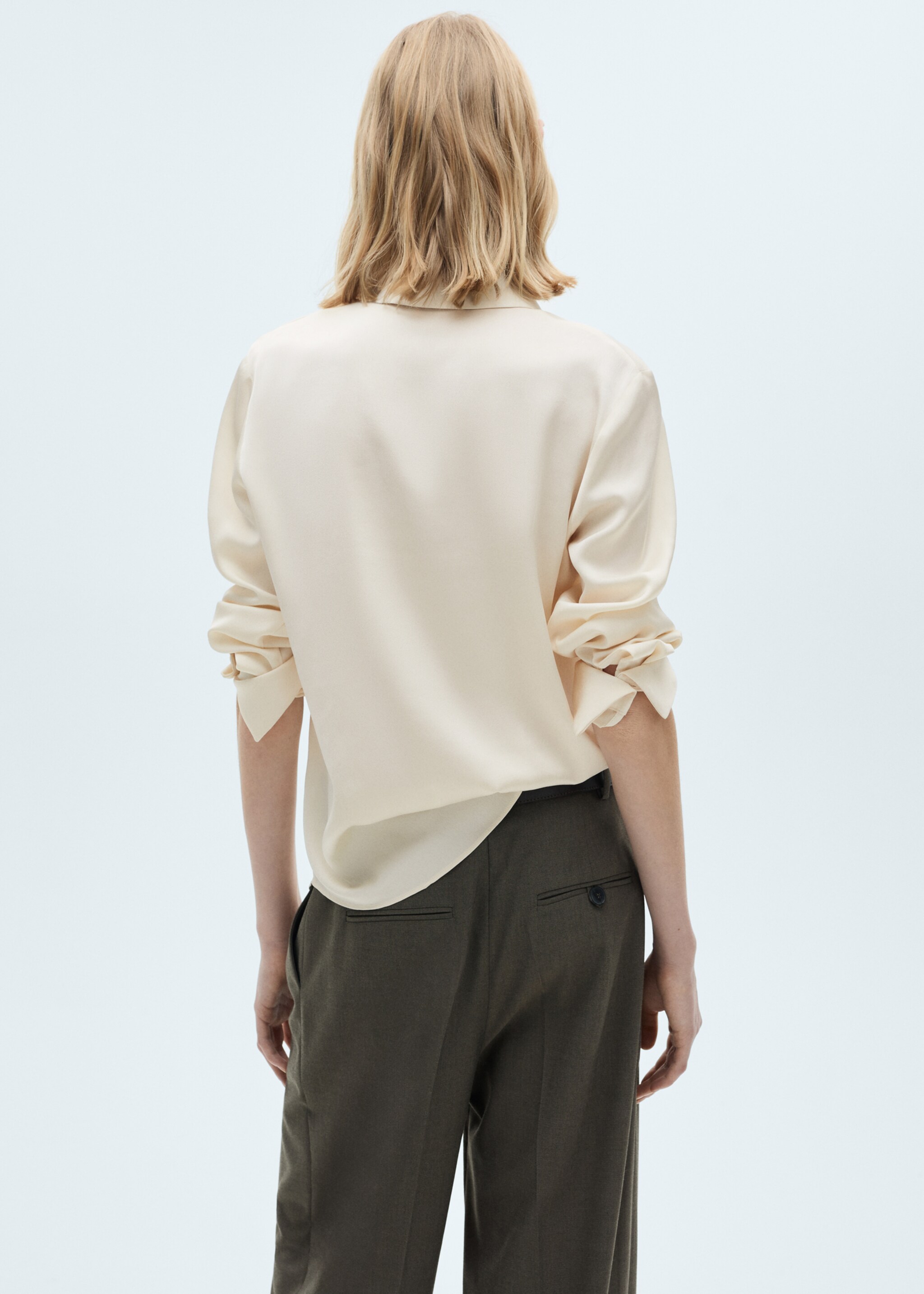 Satin finish flowy shirt - Reverse of the article, Off White. Ref: 87090415-00.
