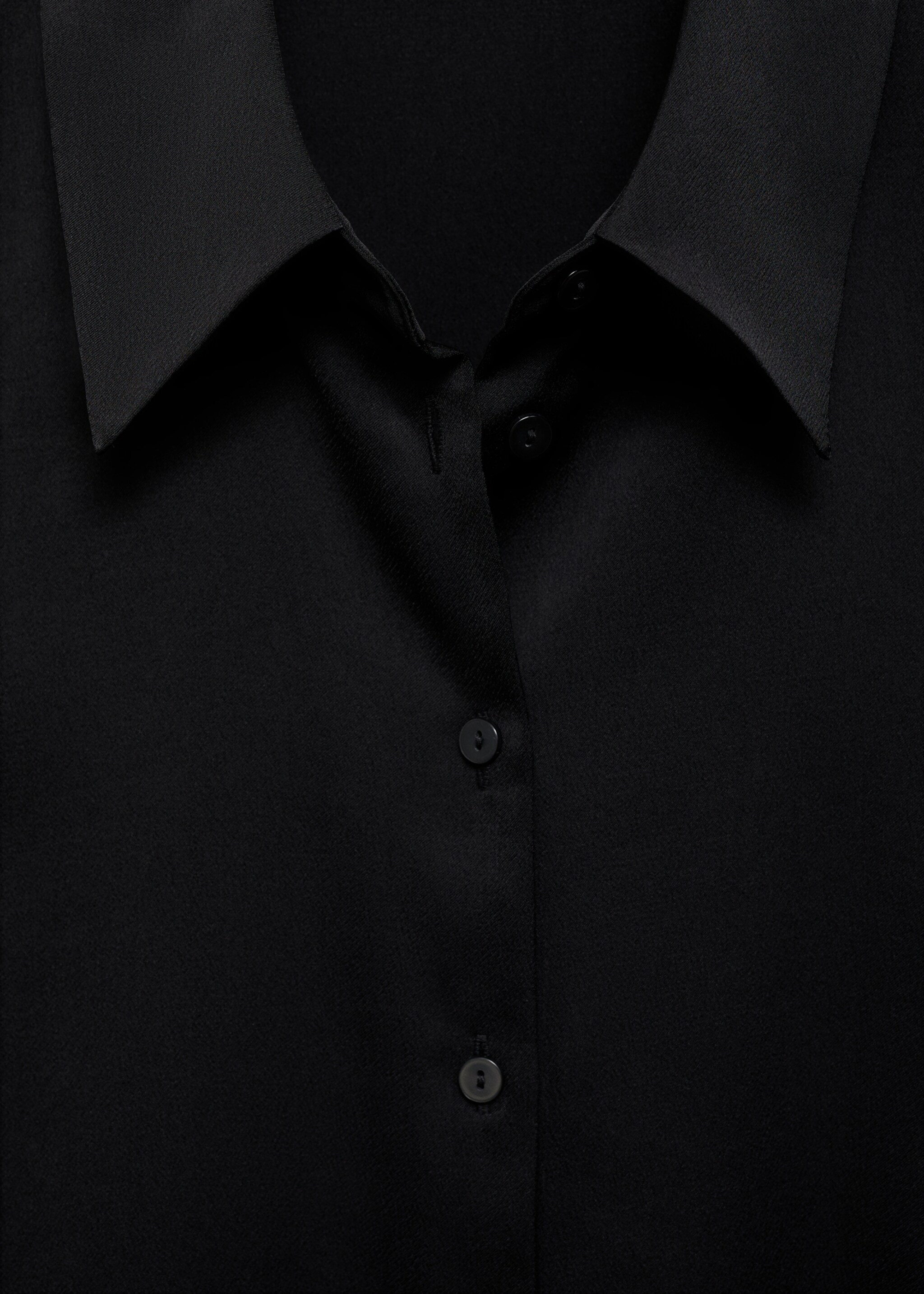 Satin finish flowy shirt - Details of the article 8, Black. Ref: 87090415-00.