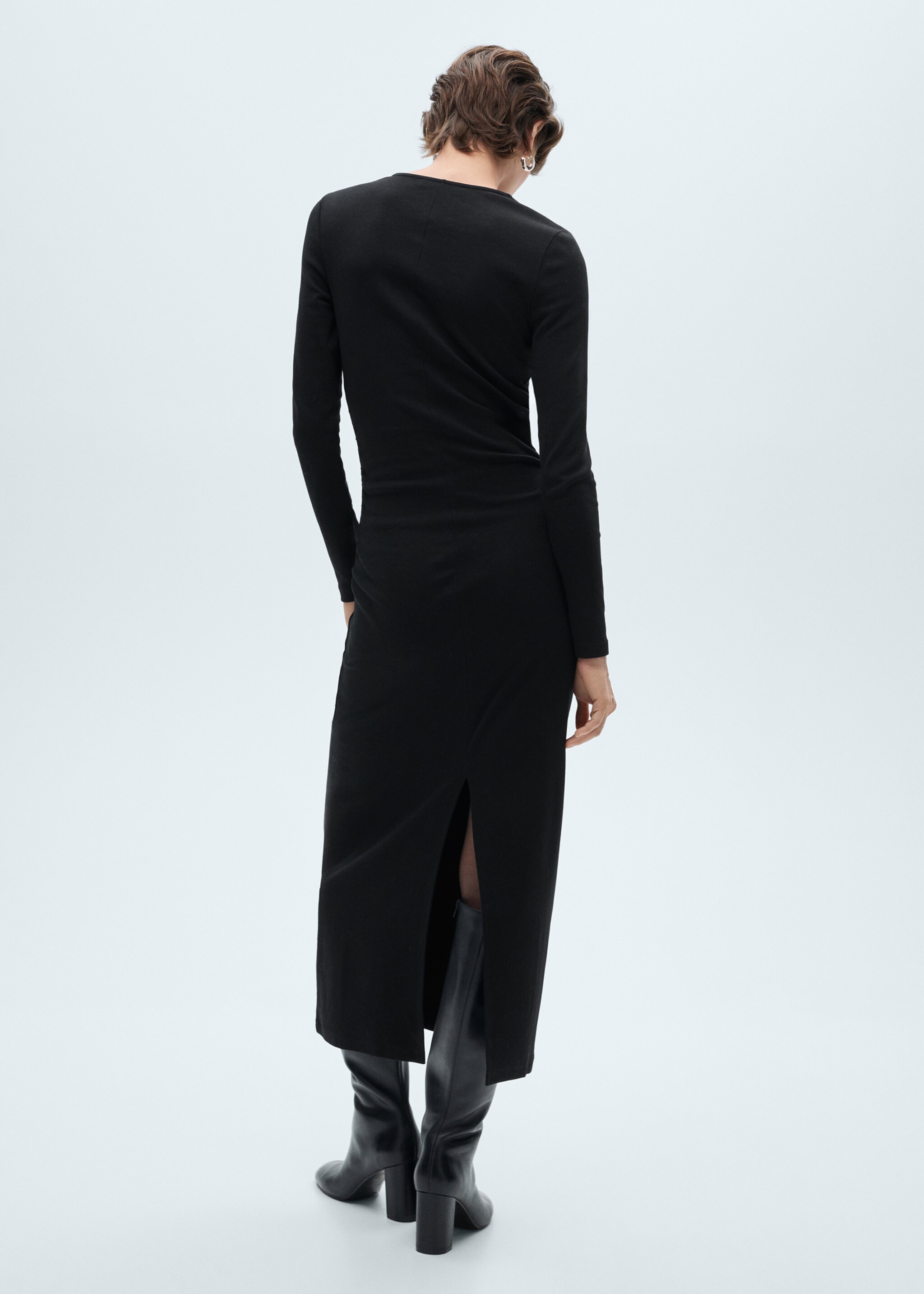 Knit midi dress - Reverse of the article, Black. Ref: 87090417-00.