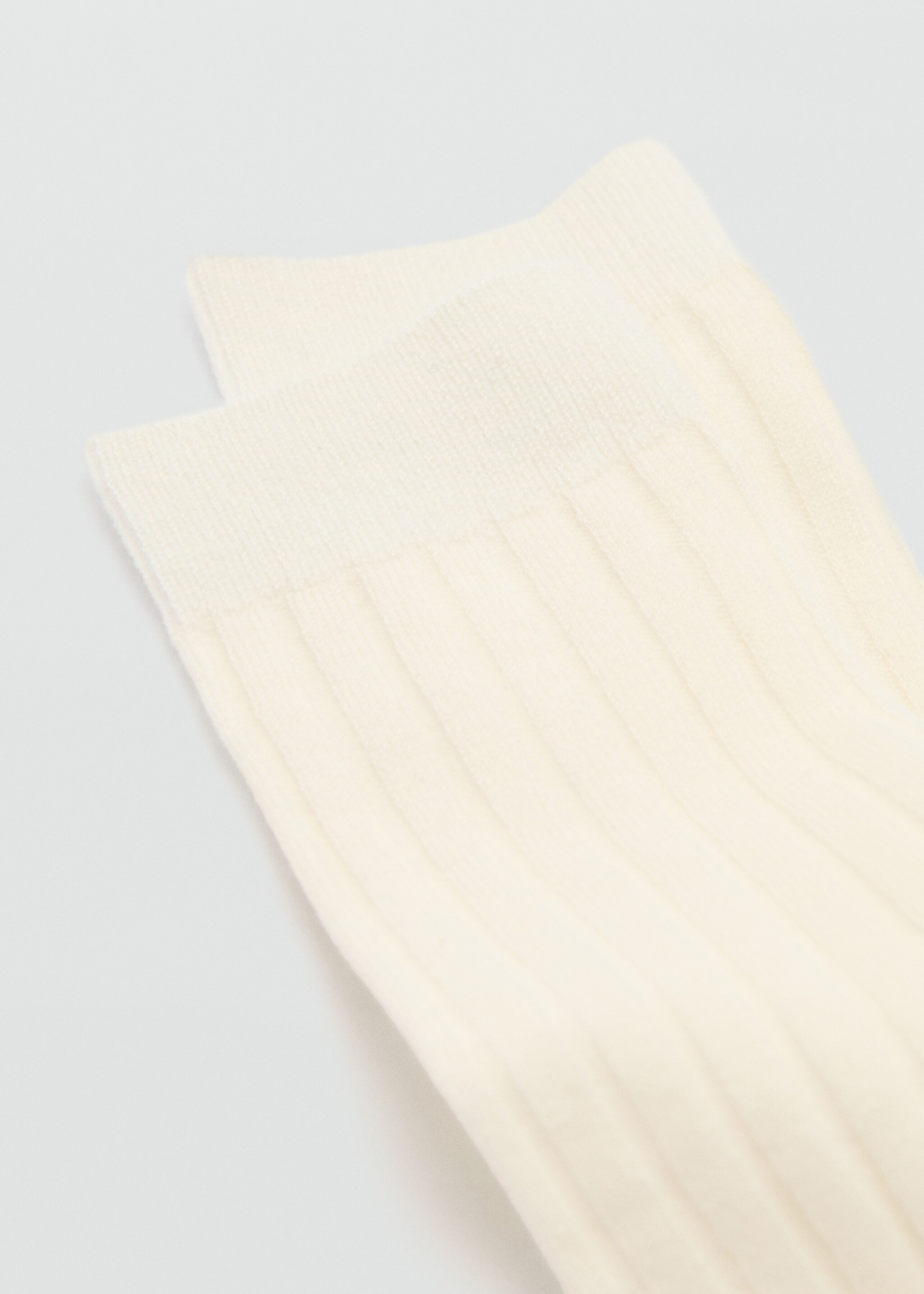 Ribbed wool blend socks - Medium plane, Ecru. Ref: 87090420-00.