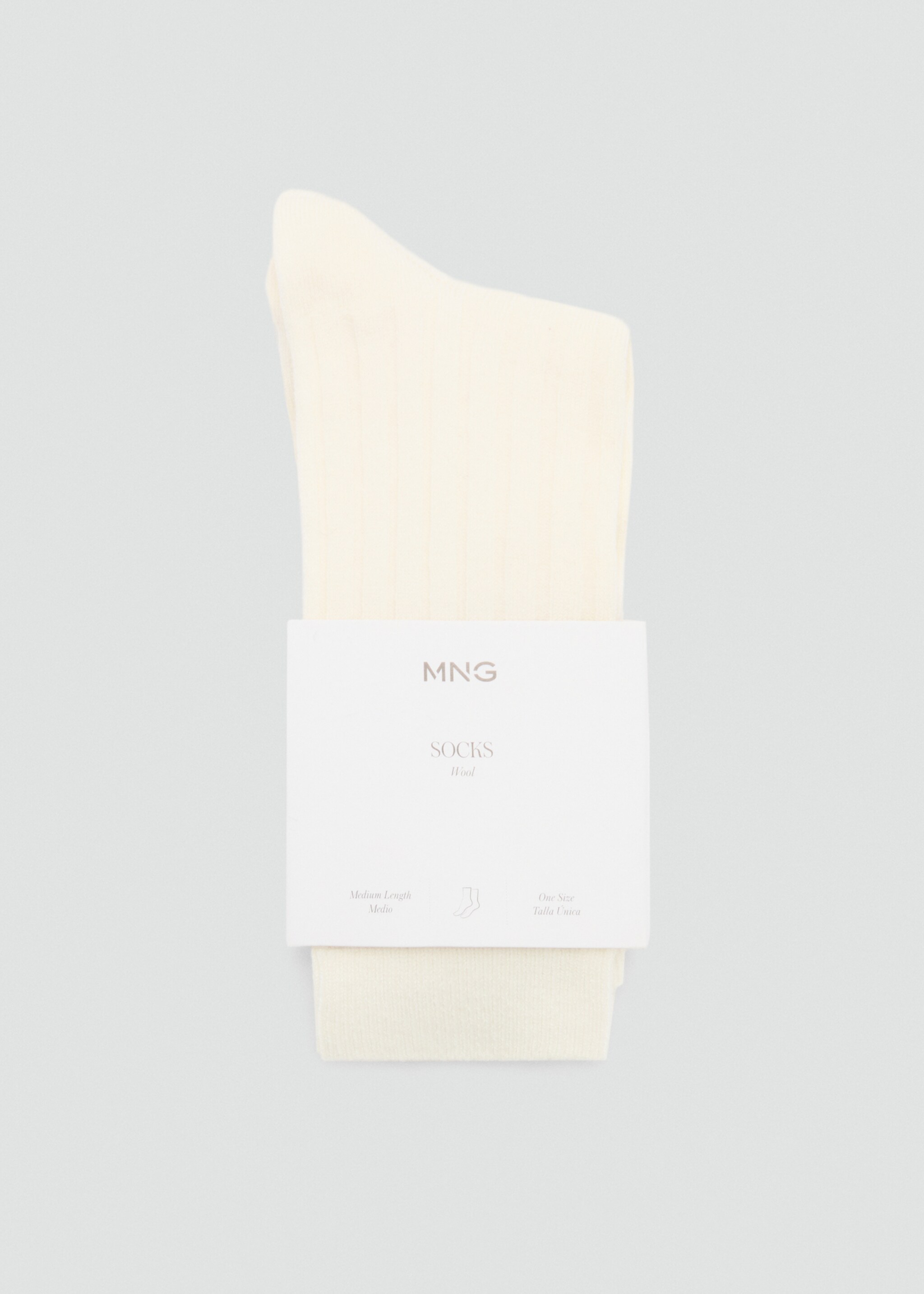Ribbed wool blend socks - Details of the article 1, Ecru. Ref: 87090420-00.