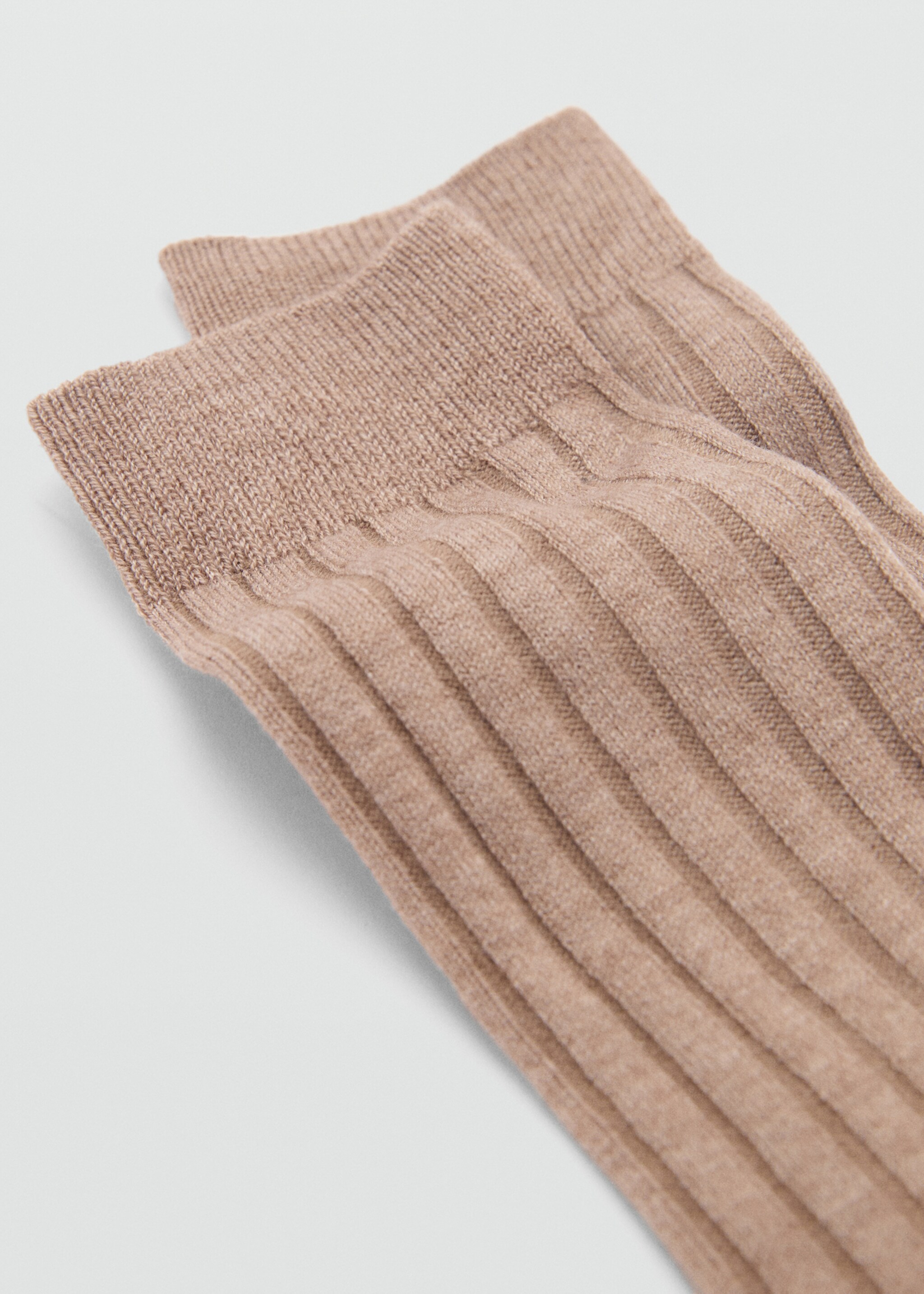 Ribbed wool blend socks - Medium plane, Medium Brown. Ref: 87090420-00.