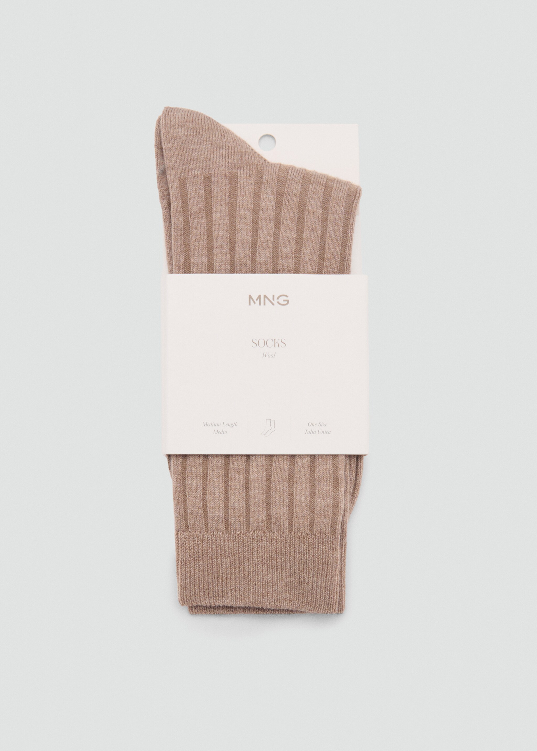 Ribbed wool blend socks - Details of the article 1, Medium Brown. Ref: 87090420-00.