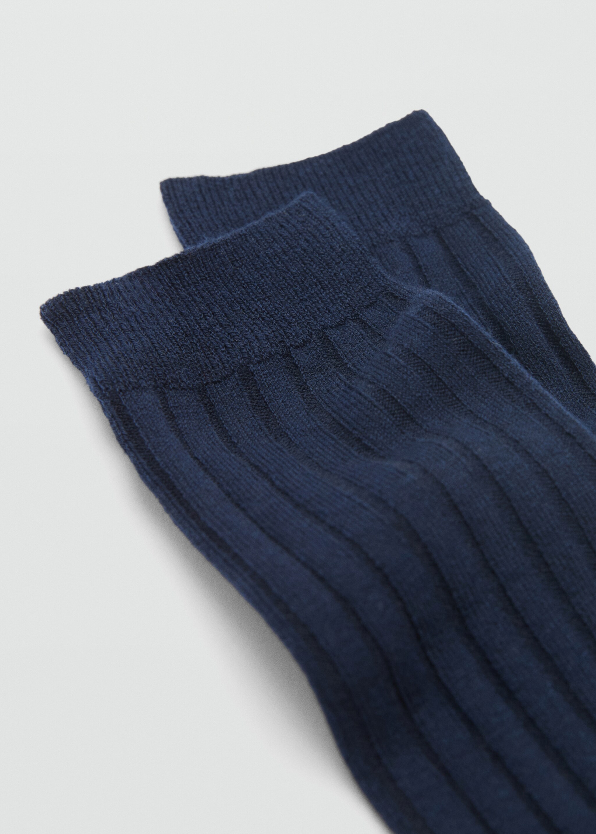 Ribbed wool blend socks - Medium plane, Dark Navy. Ref: 87090420-00.