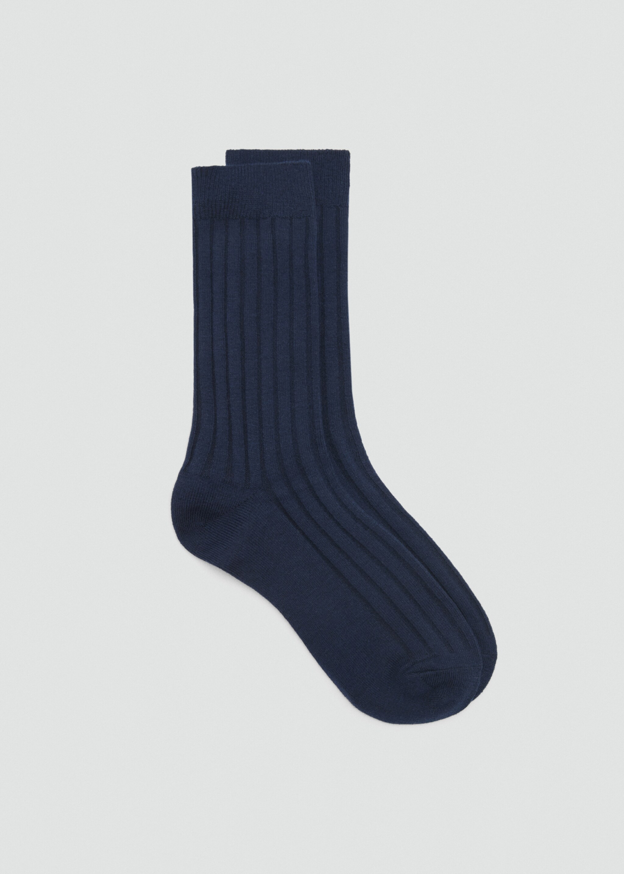 Ribbed wool blend socks - Article without model, Dark Navy. Ref: 87090420-00.