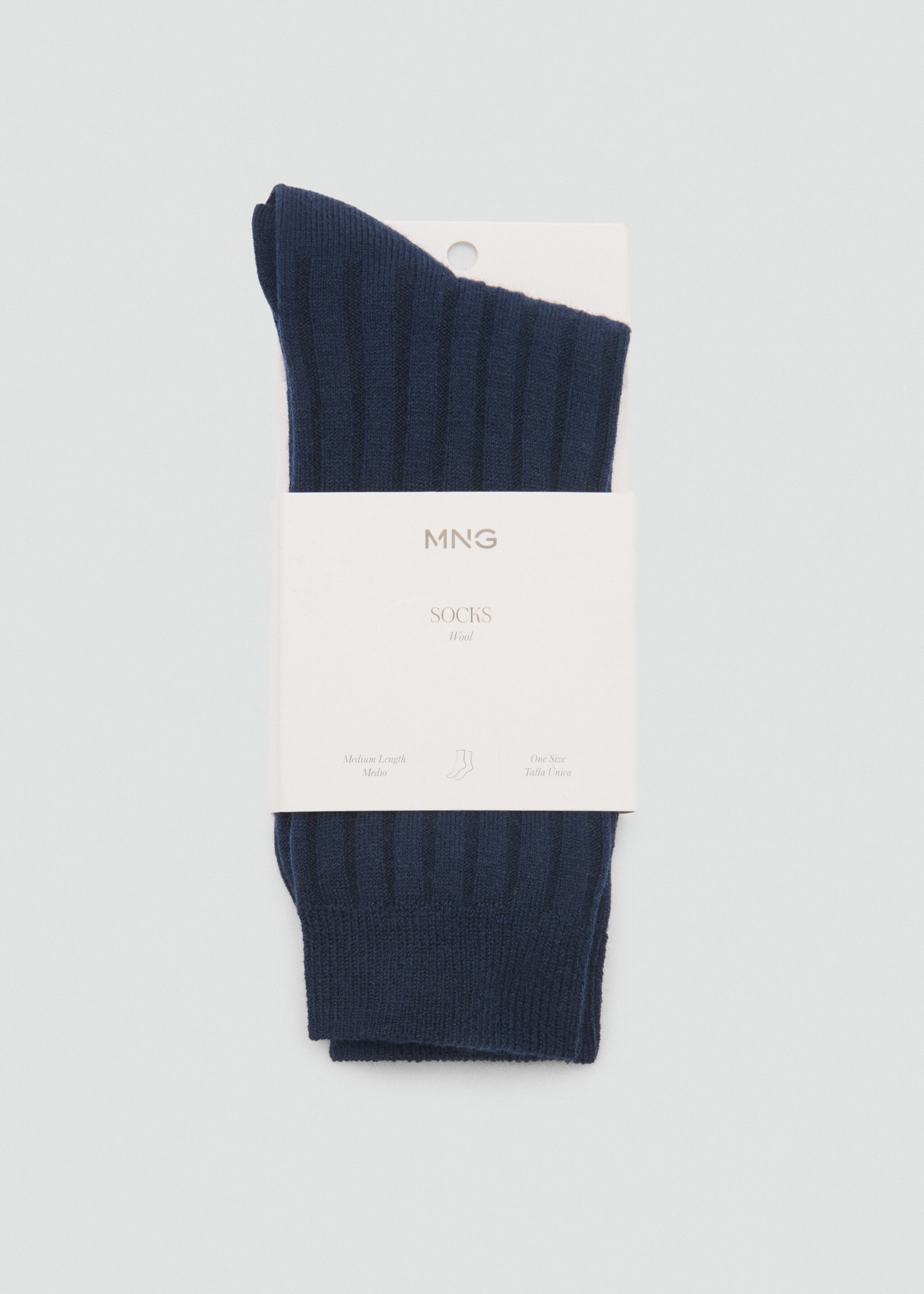 Ribbed wool blend socks - Details of the article 1, Dark Navy. Ref: 87090420-00.