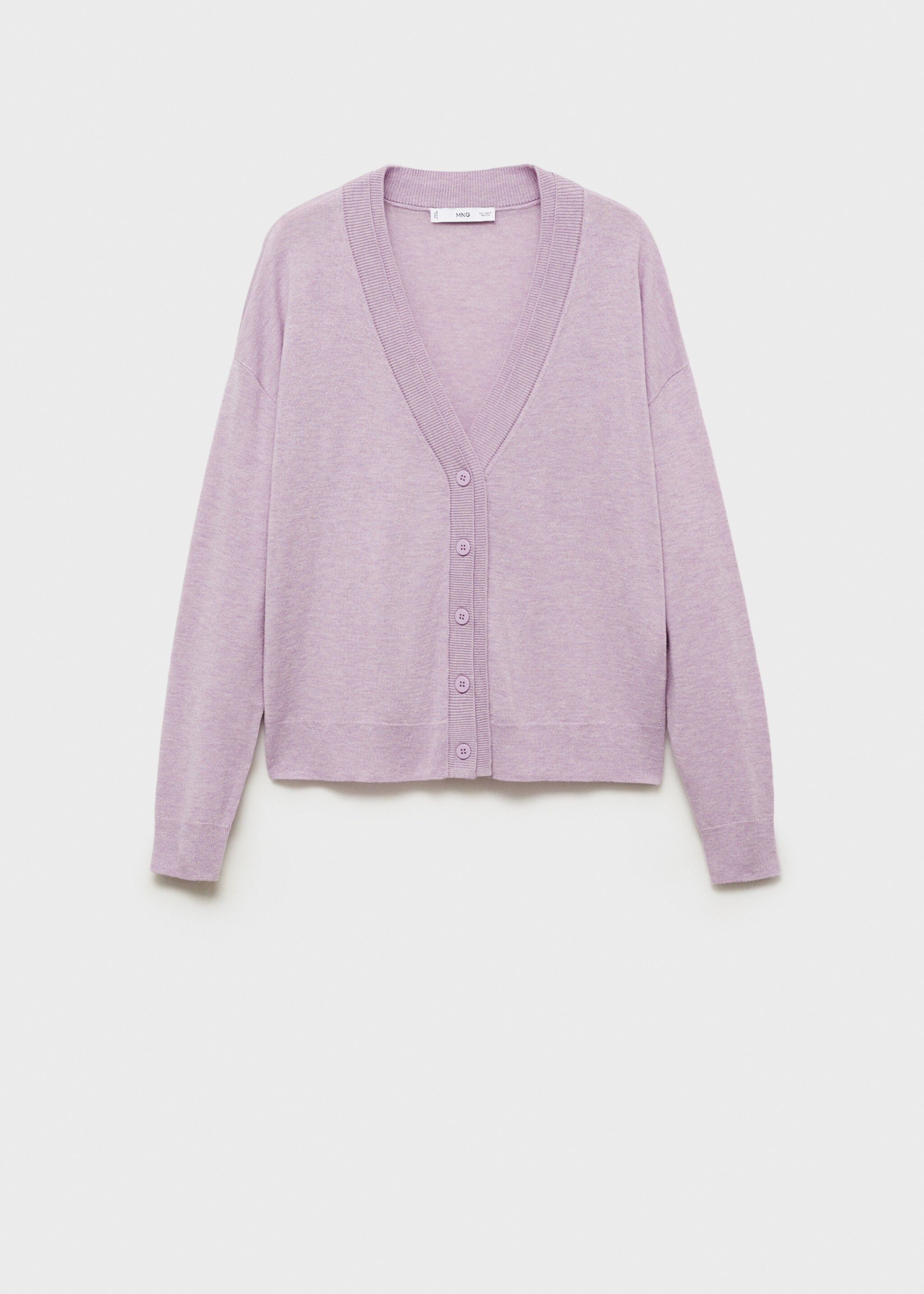 V-neck knitted cardigan - Article without model, Light/Pastel Purple. Ref: 87090432-00.