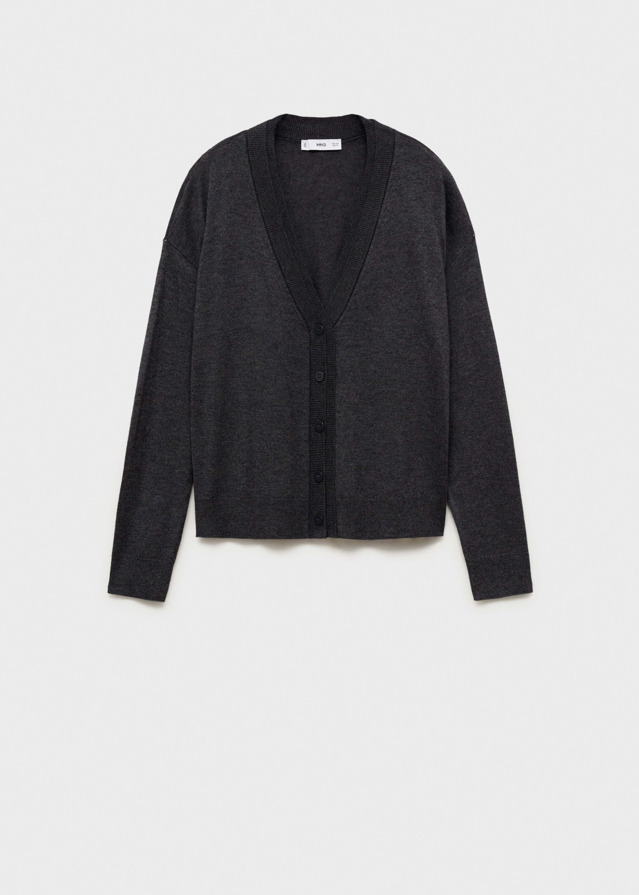 V-neck knitted cardigan - Article without model, Dark Heather Grey. Ref: 87090432-00.