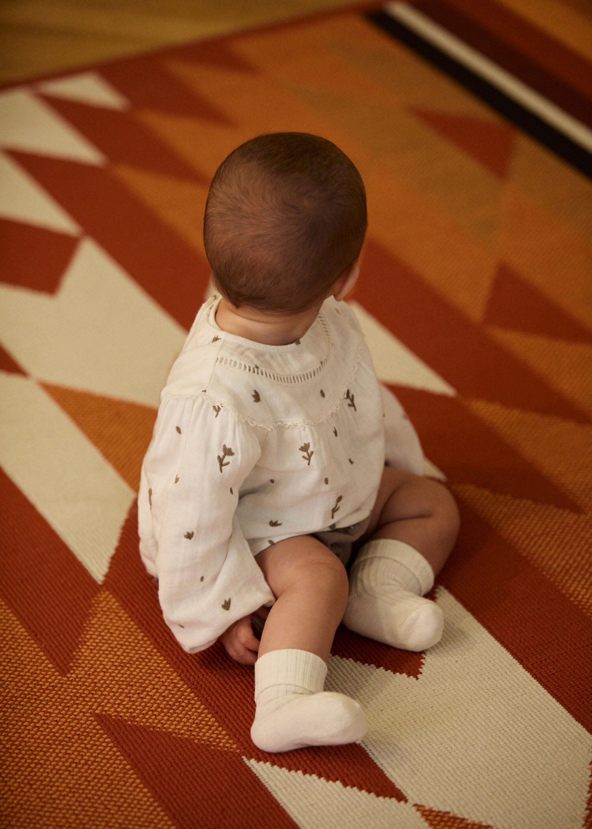 Floral embroidery blouse - Details of the article 5, Off White. Ref: 87090439-00.
