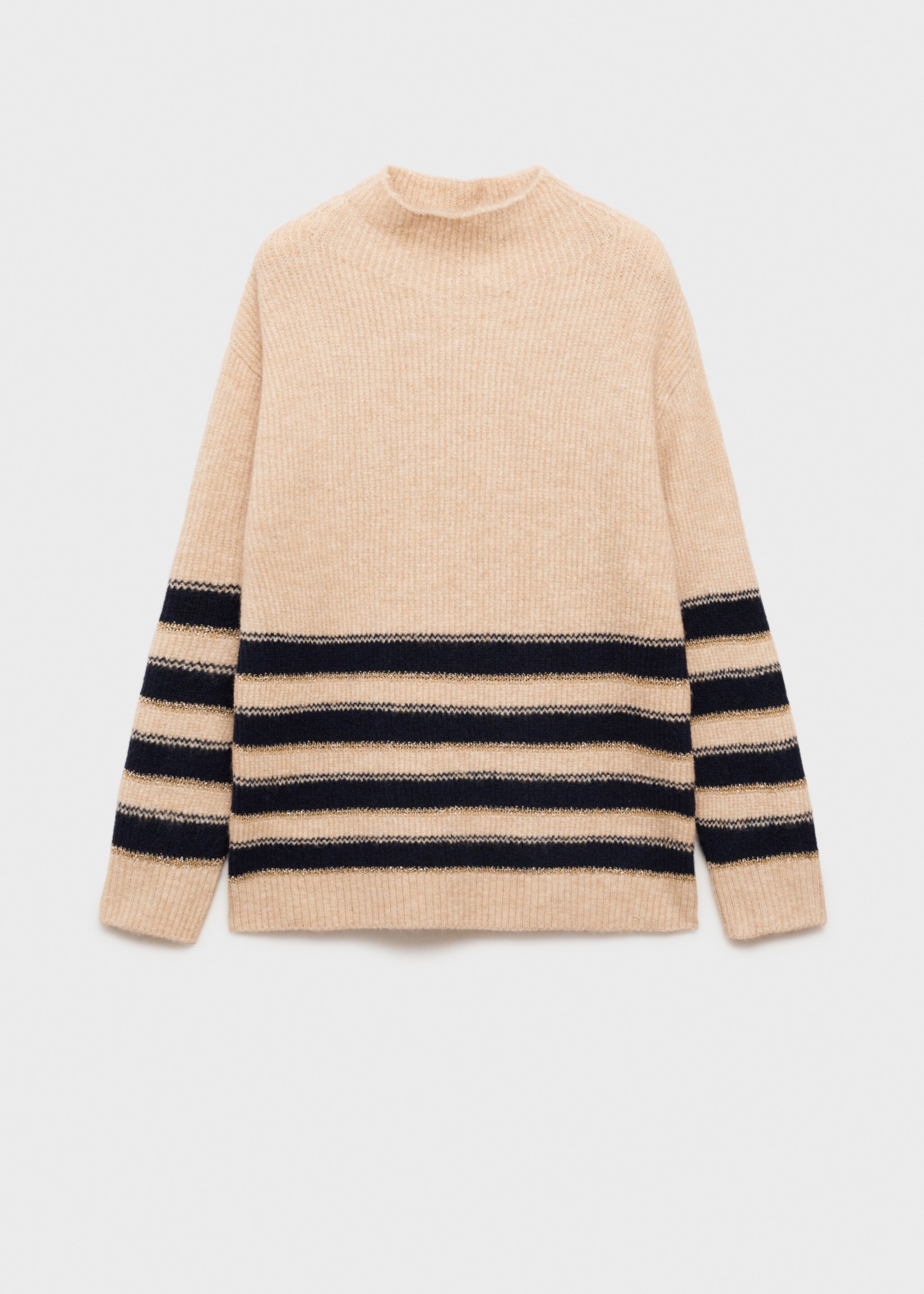 Striped sweater with perkins neck - Article without model, Ecru. Ref: 87090450-00.