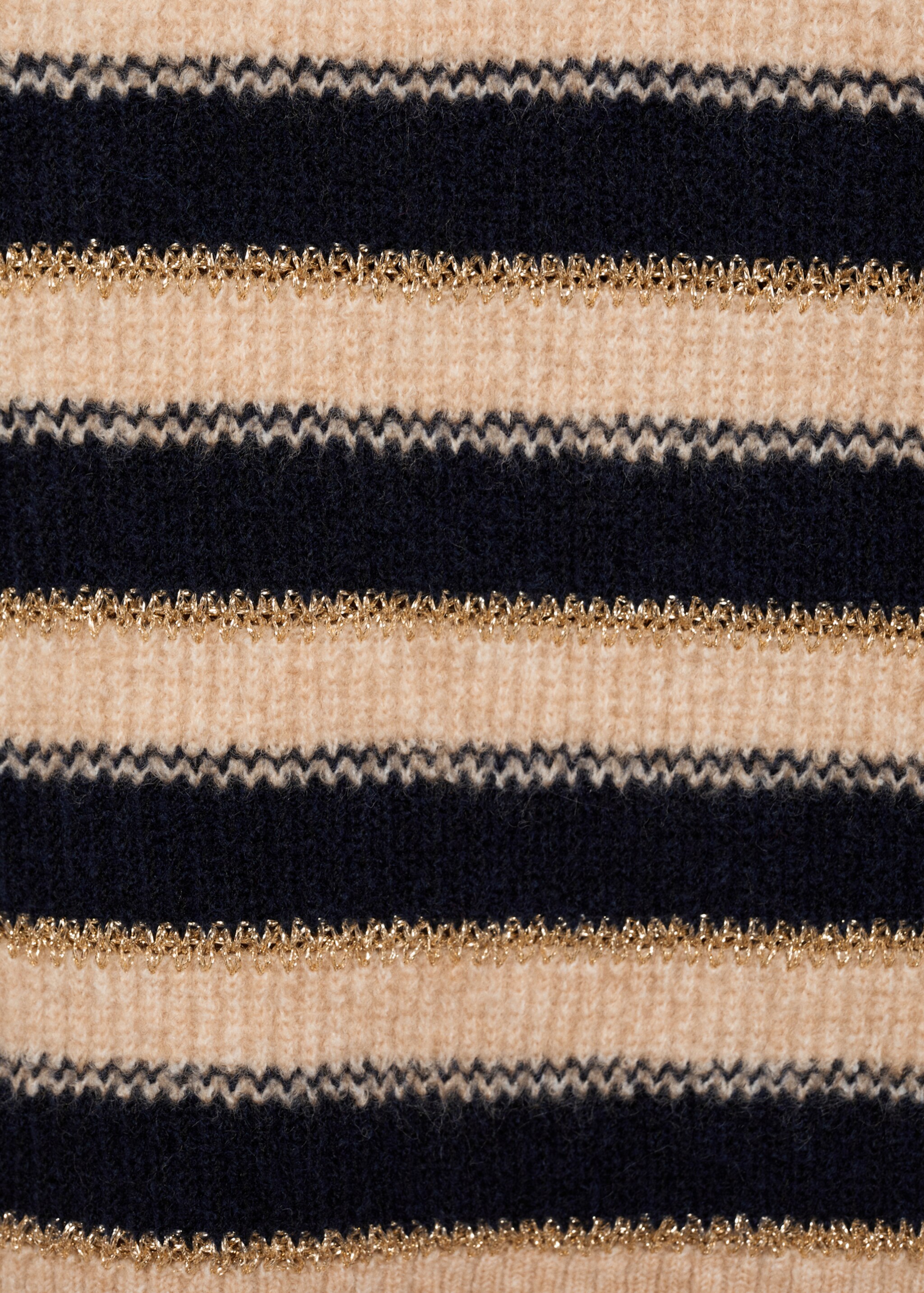 Striped sweater with perkins neck - Details of the article 0, Ecru. Ref: 87090450-00.