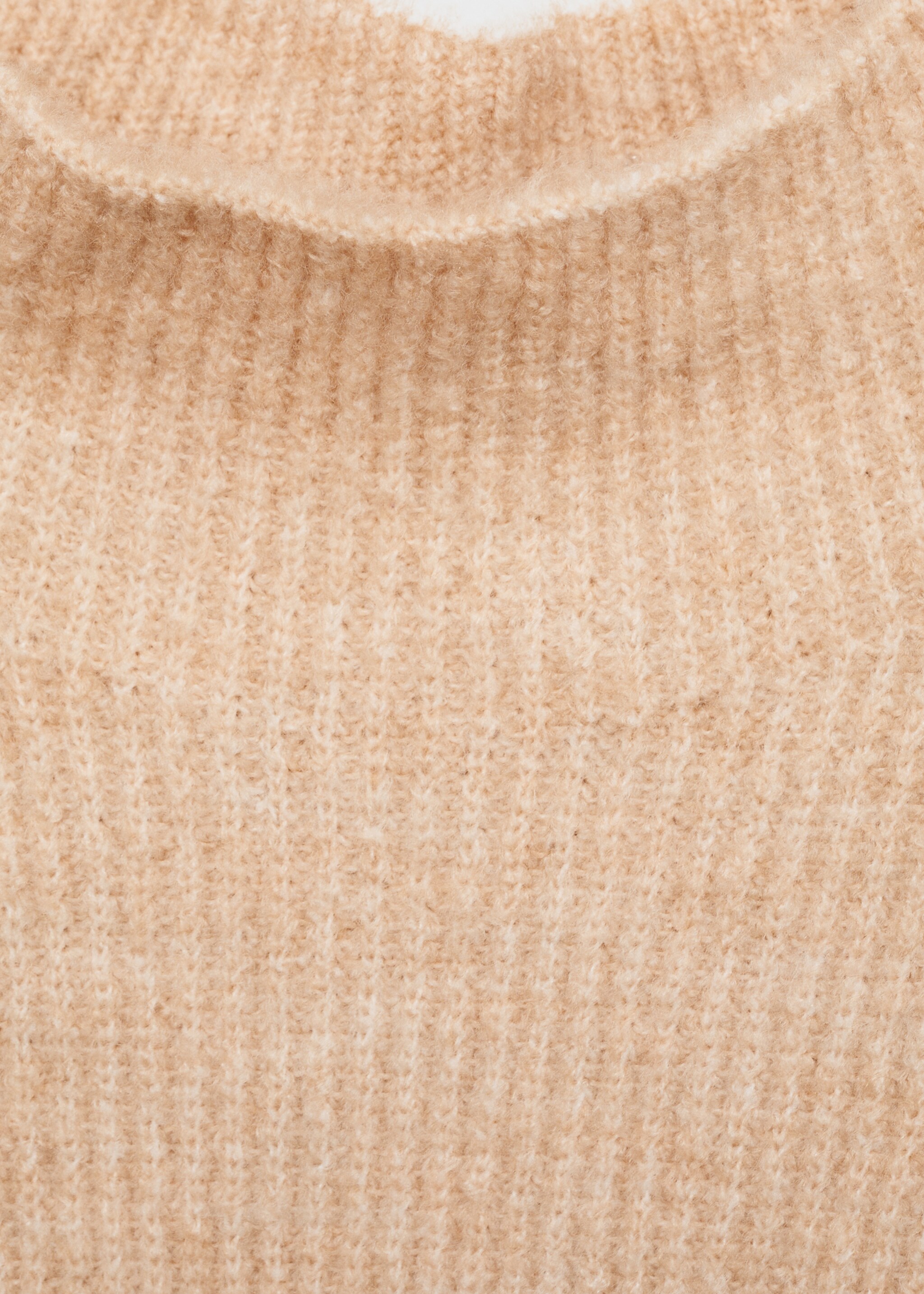 Striped sweater with perkins neck - Details of the article 8, Ecru. Ref: 87090450-00.