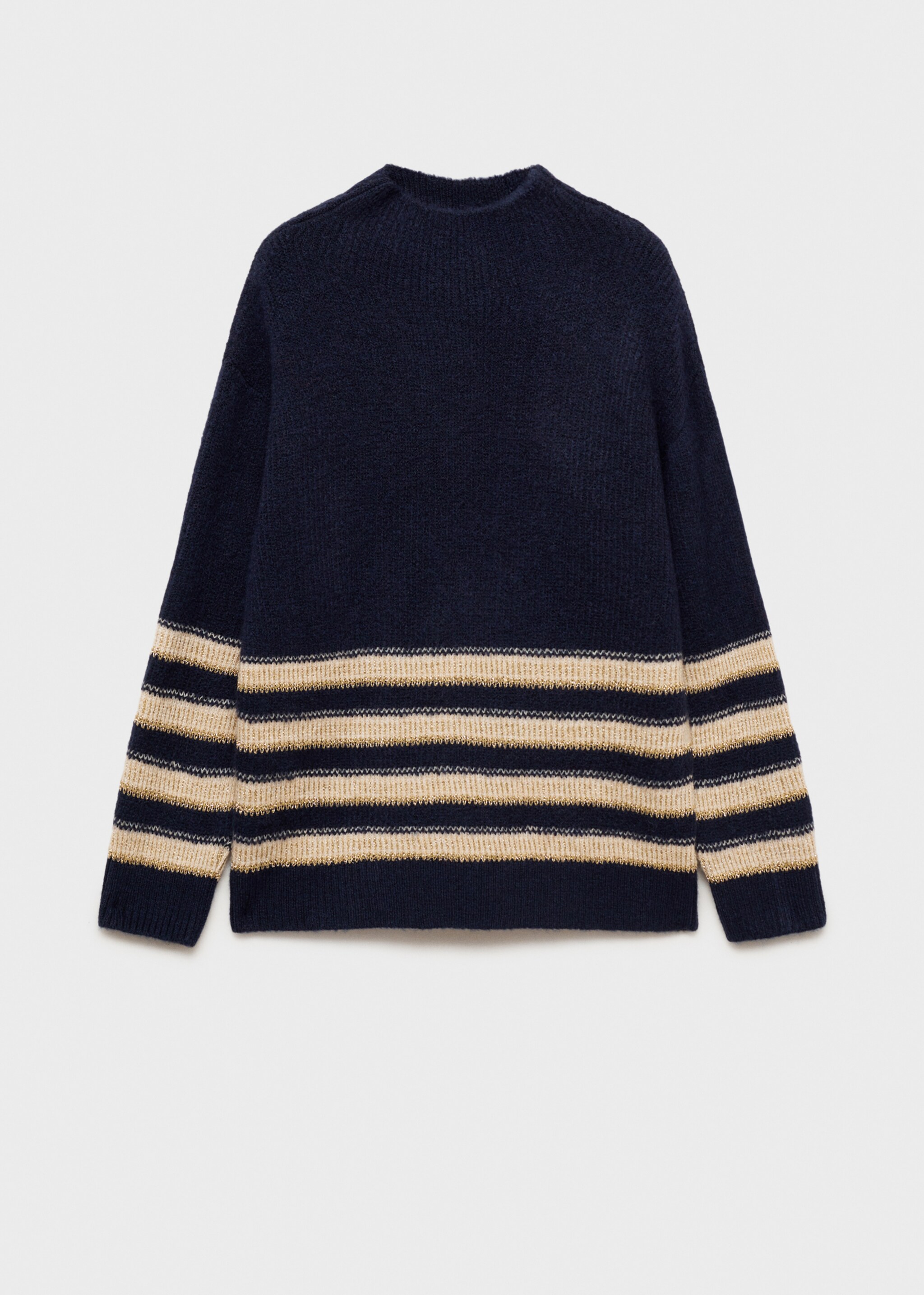 Gestreifter Pullover mit halbhohem Kragen - Artikel ohne Model, Dunkles Marineblau. Ref: 87090450-00.