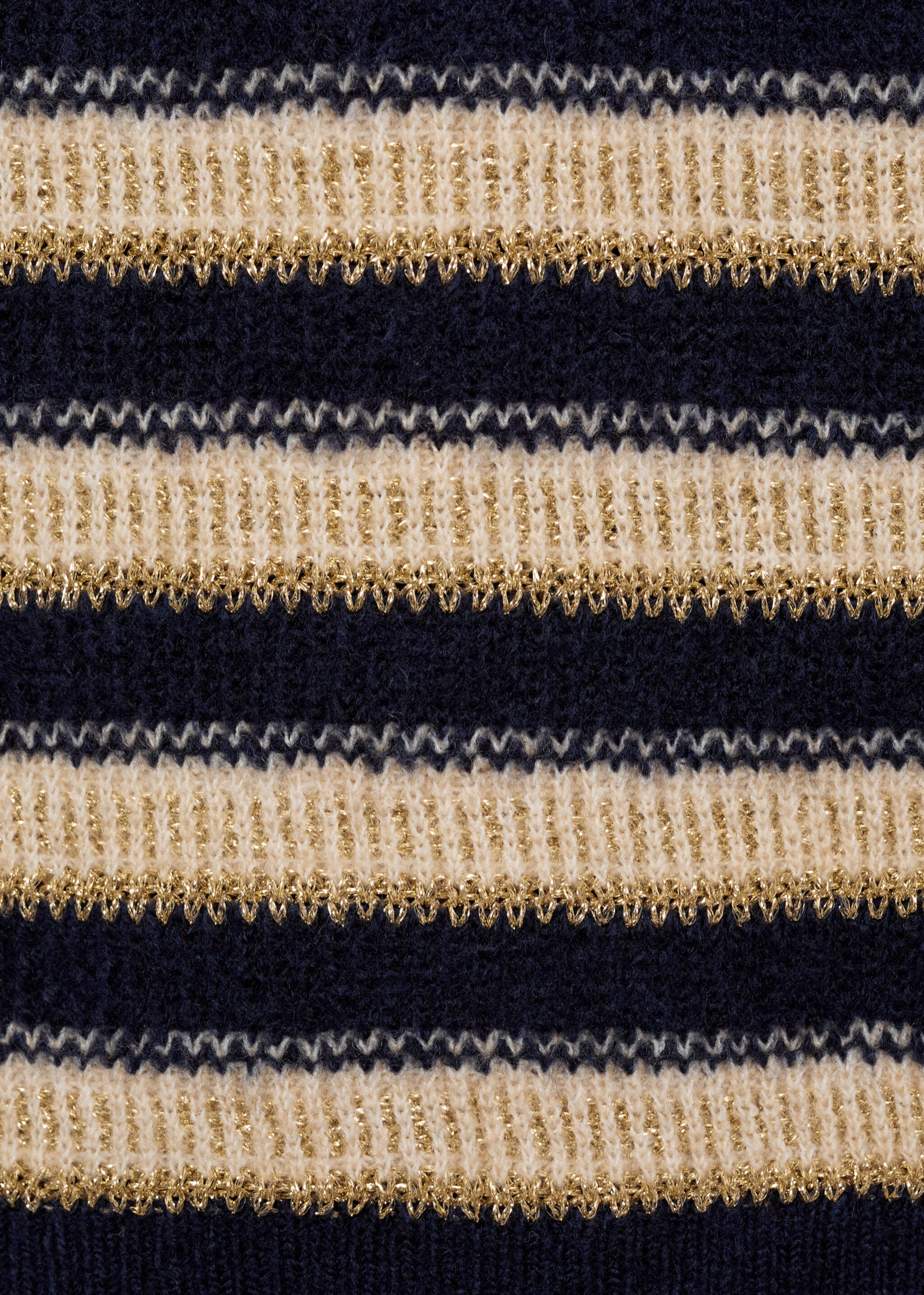 Gestreifter Pullover mit halbhohem Kragen - Detail des Artikels 8, Dunkles Marineblau. Ref: 87090450-00.