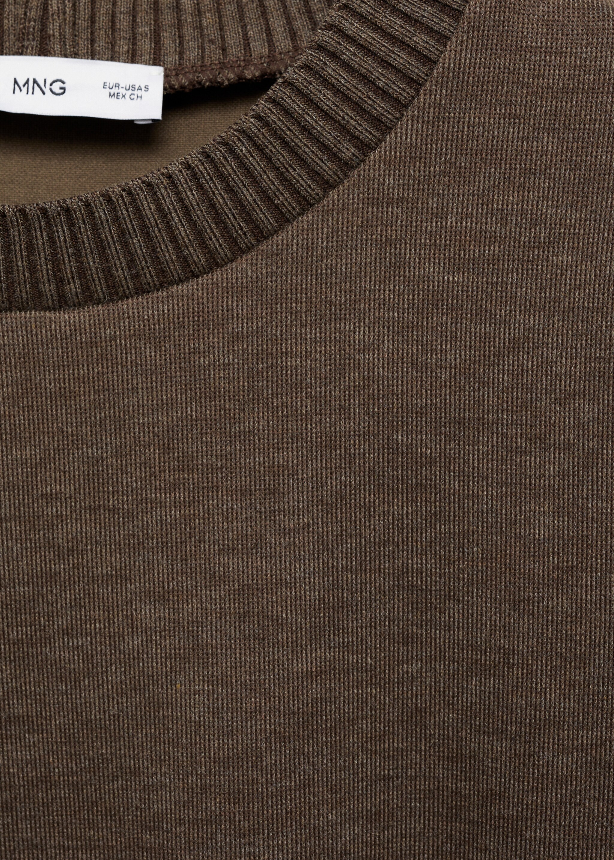 Short-sleeve knitted t-shirt - Details of the article 8, Brown. Ref: 87090455-00.