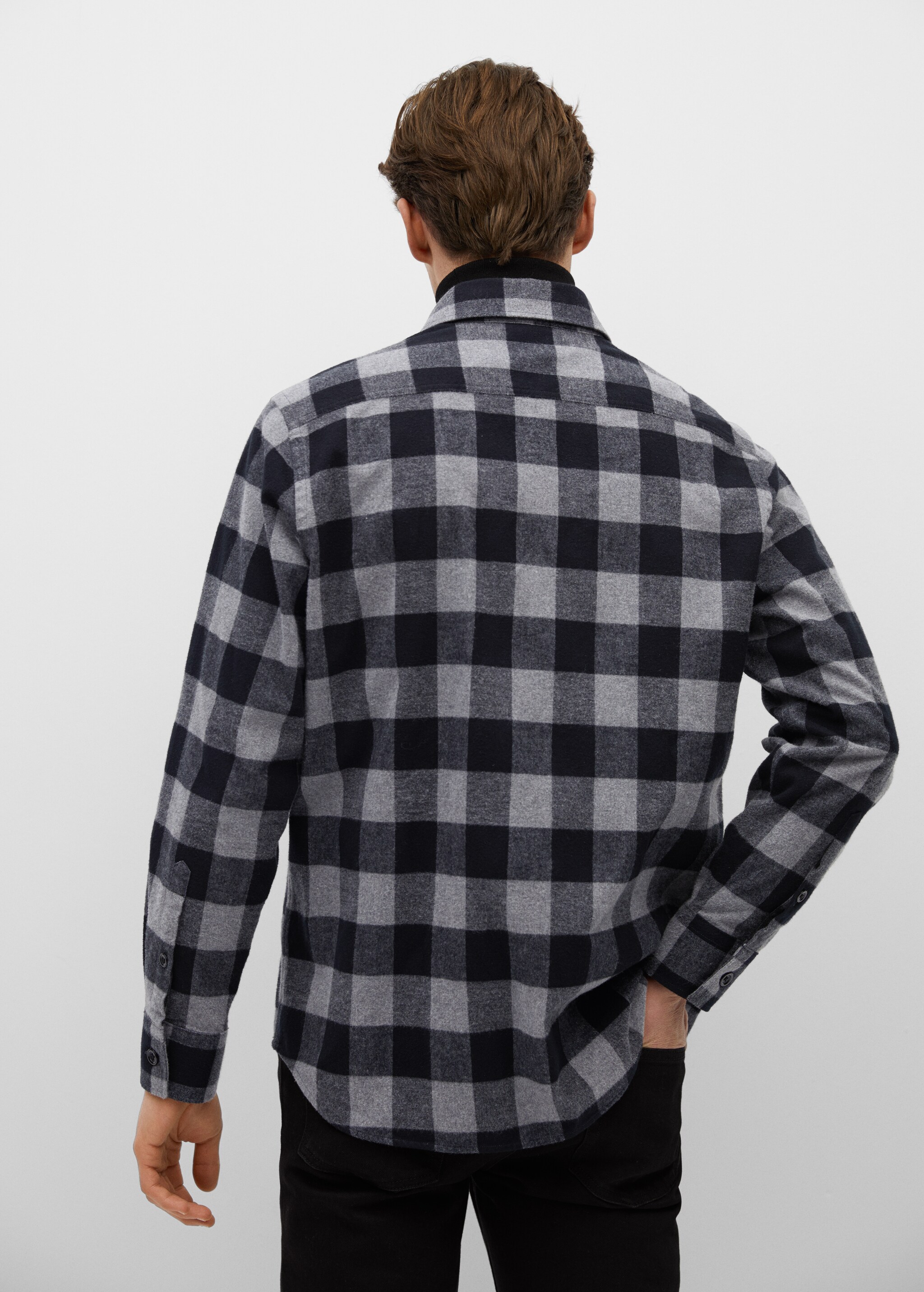 Sobrecamisa regular fit franela cuadros - Reverso del artículo