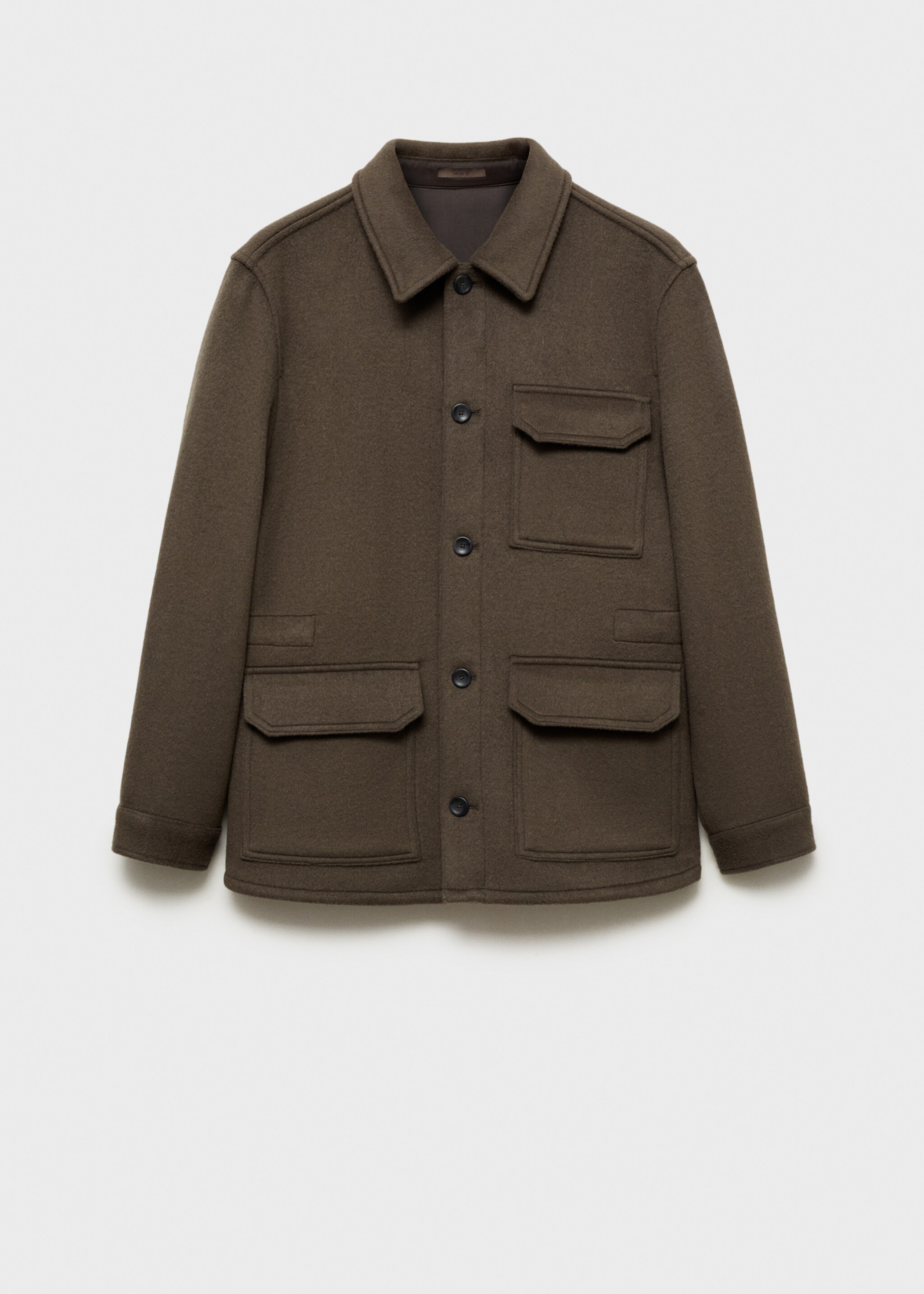 Flanell-Overshirt aus Wollgemisch - Artikel ohne Model, Khaki. Ref: 87090573-00.