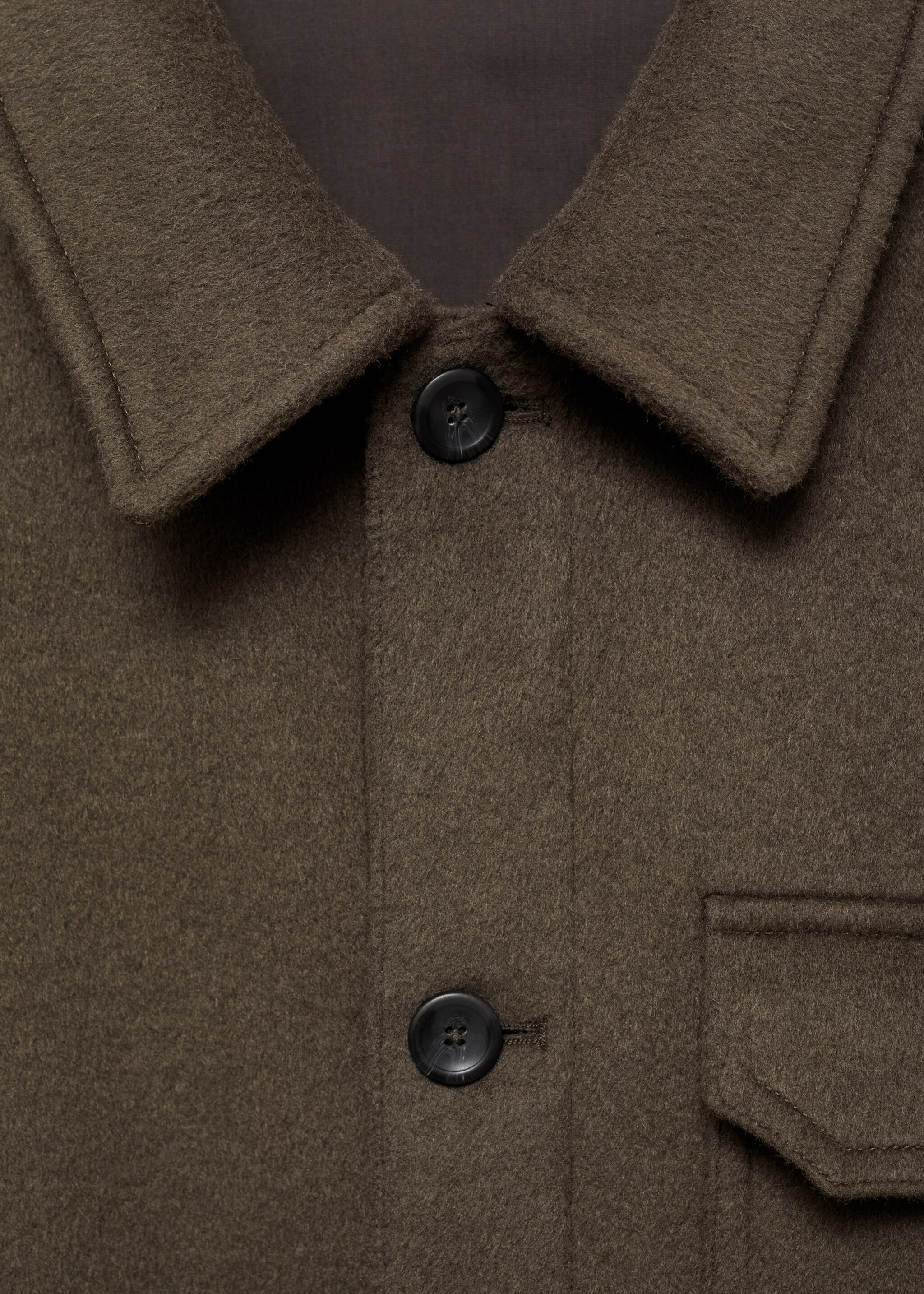 Flanell-Overshirt aus Wollgemisch - Detail des Artikels 8, Khaki. Ref: 87090573-00.