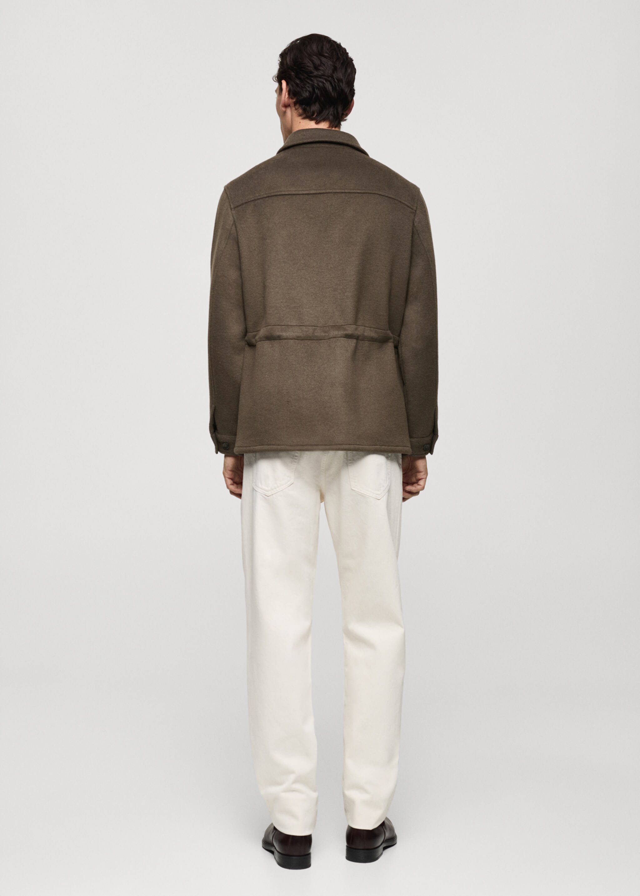 Flanell-Overshirt aus Wollgemisch - Rückseite des Artikels, Khaki. Ref: 87090573-00.