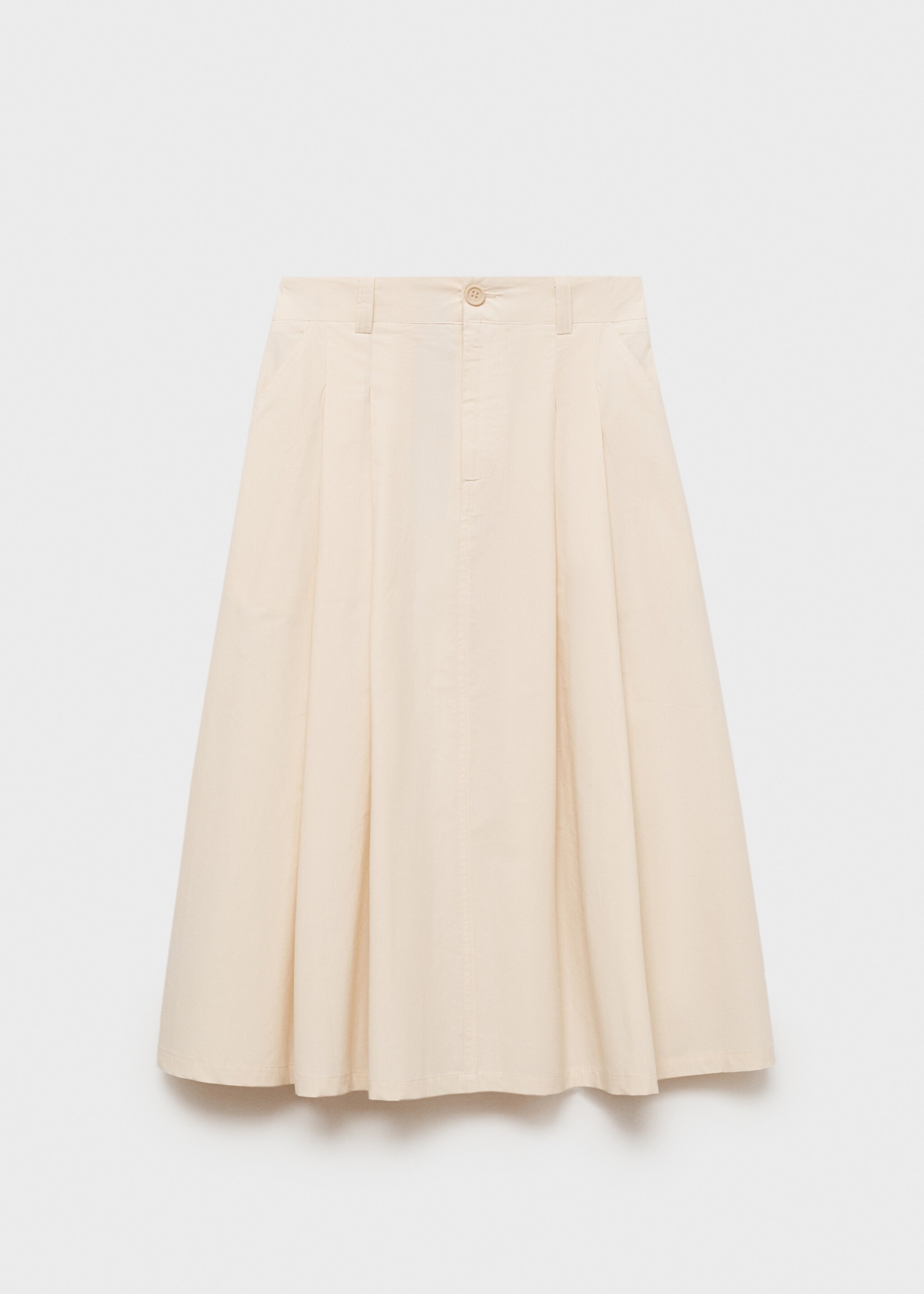 Pleated midi-skirt - Article without model, Ecru. Ref: 87090577-00.