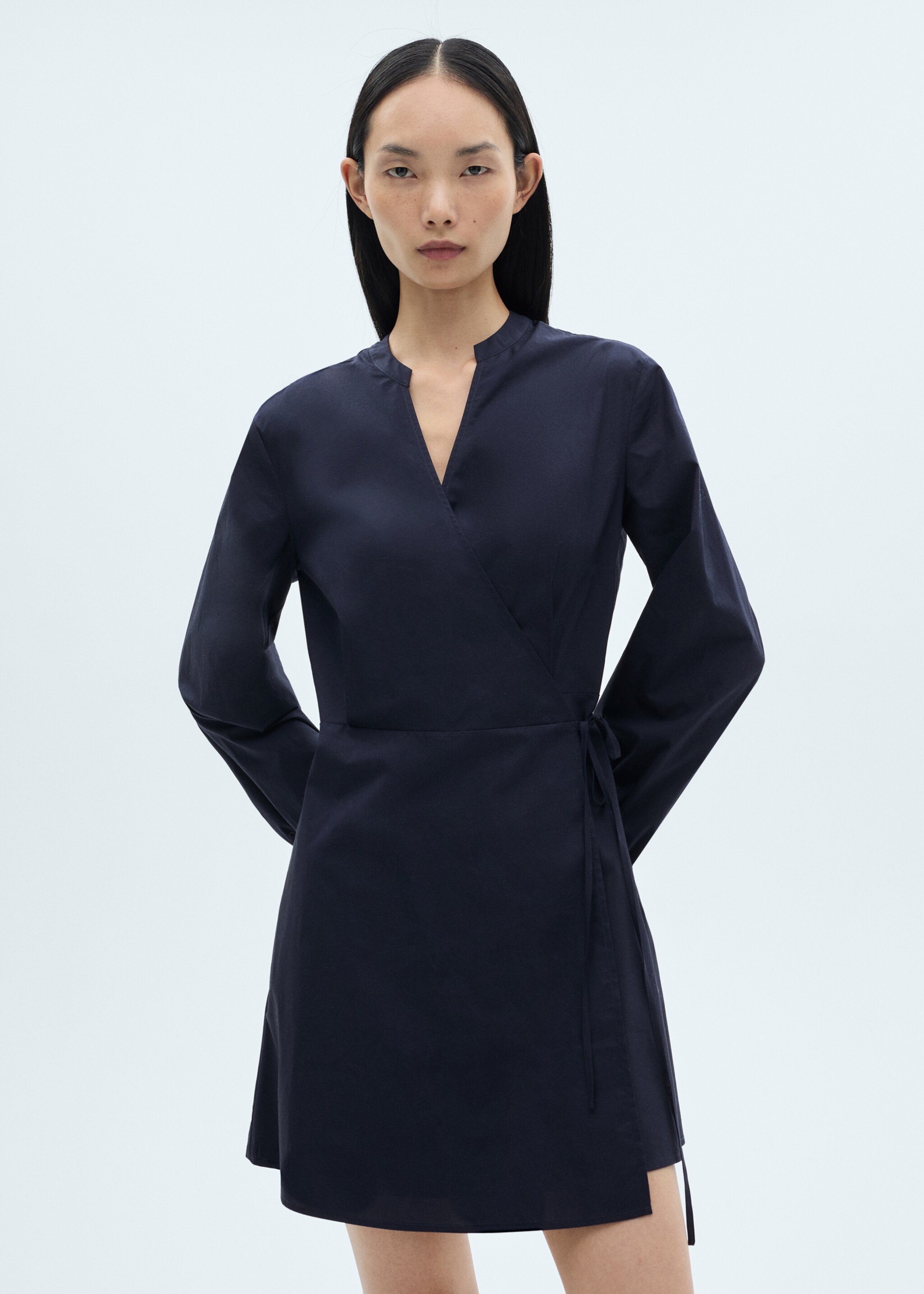 Cotton wrap dress - Medium plane, Blue. Ref: 87090579-00.