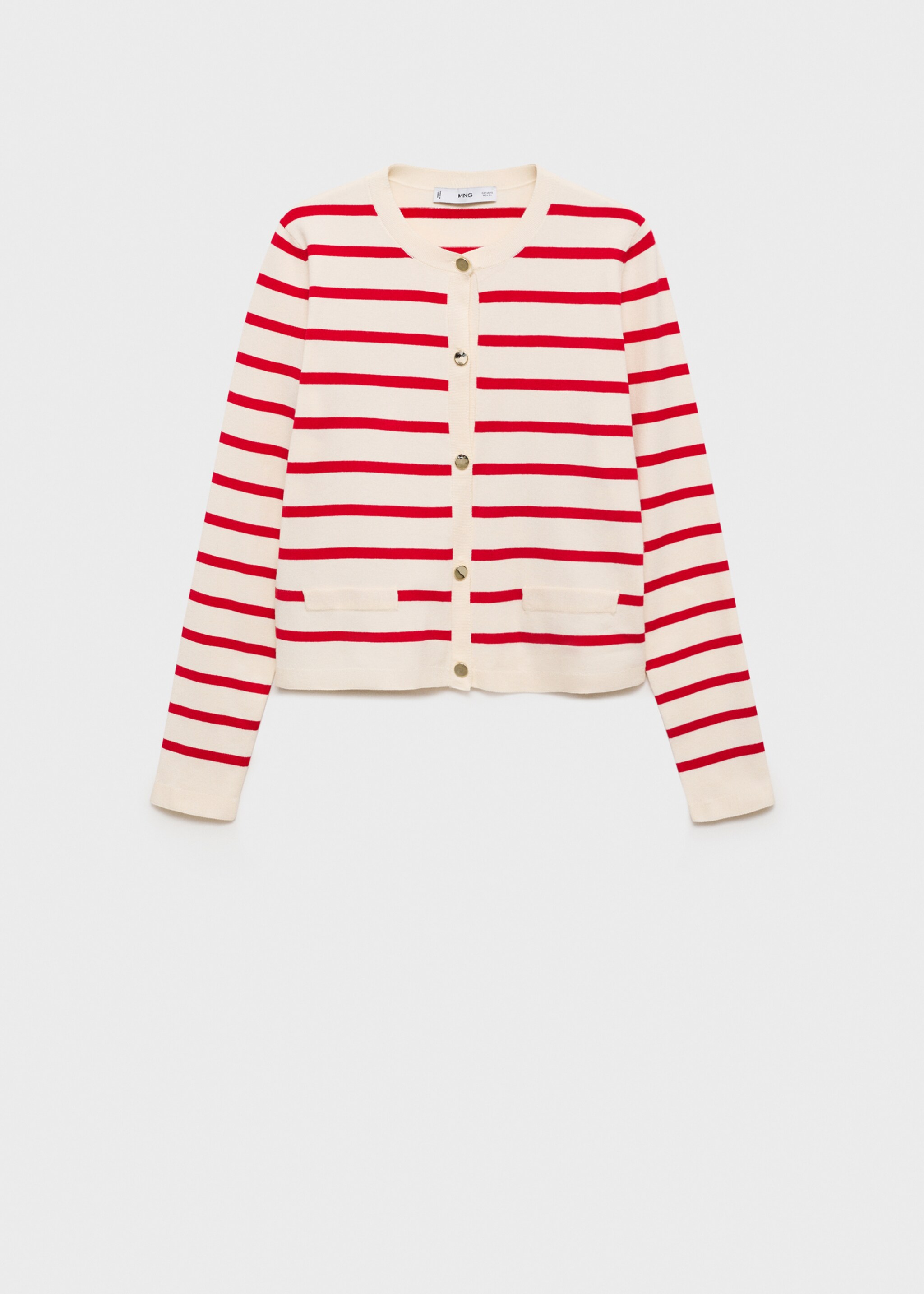Striped knitted cardigan - Article without model, Red. Ref: 87090585-00.