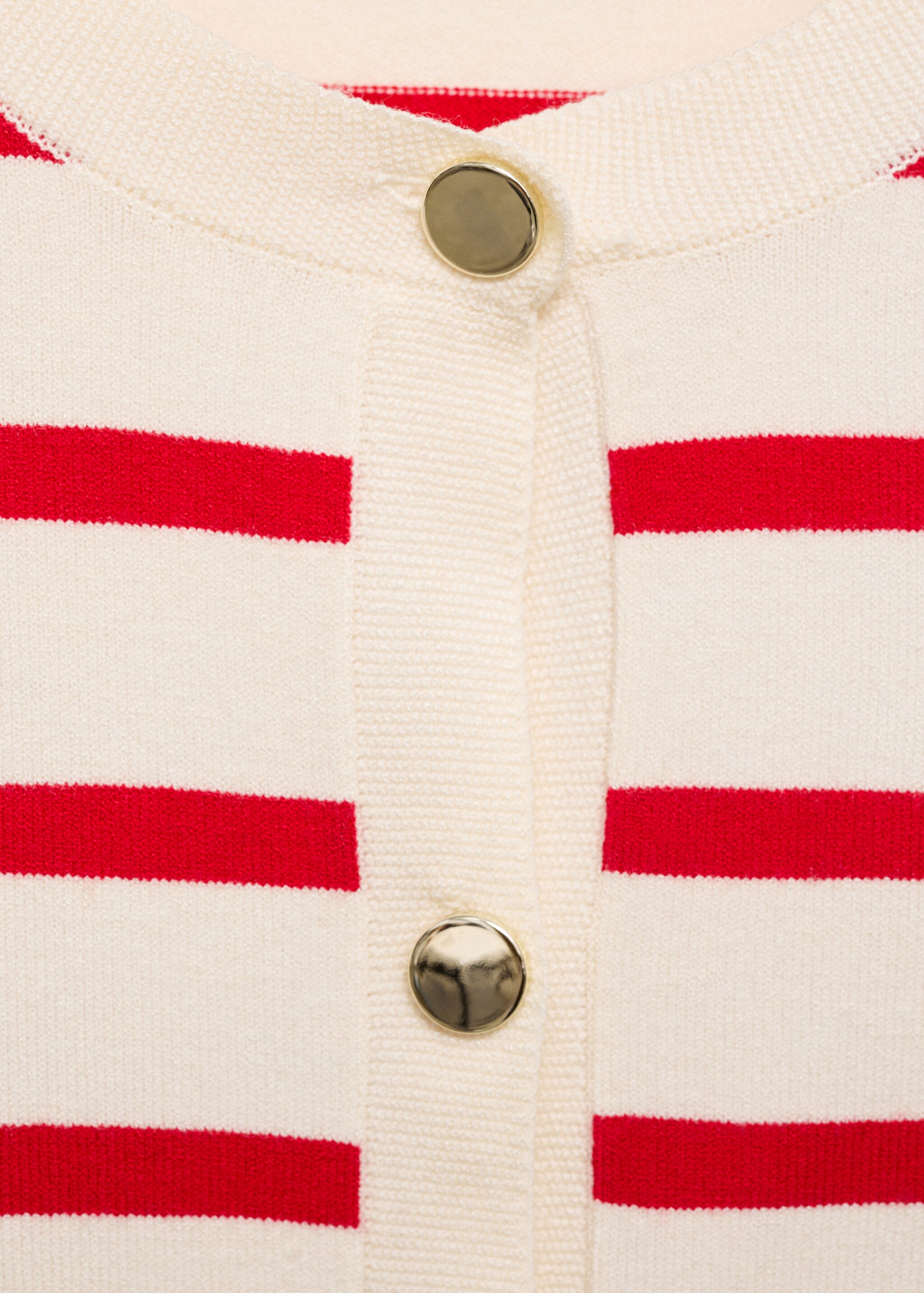 Striped knitted cardigan - Details of the article 8, Red. Ref: 87090585-00.
