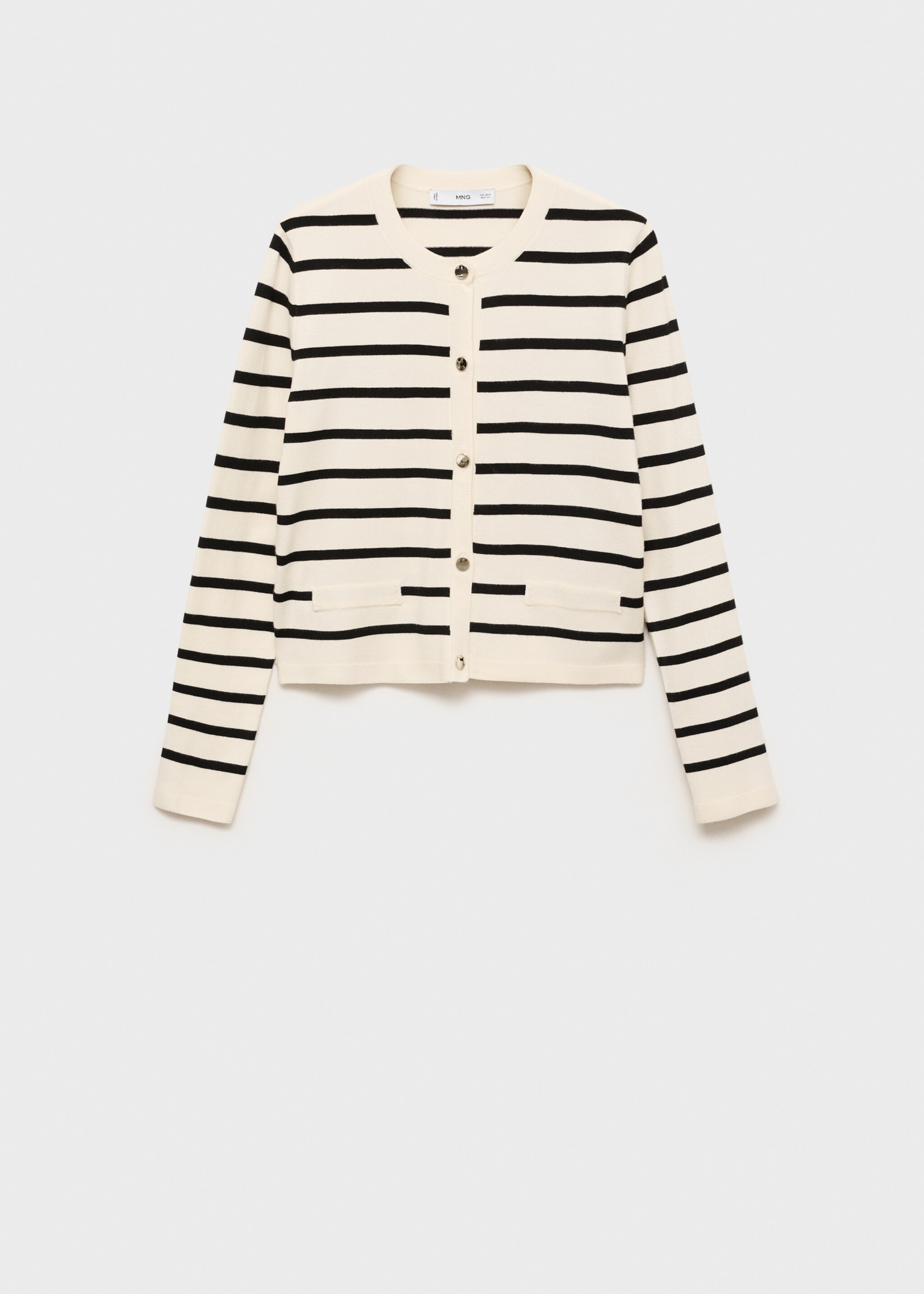 Striped knitted cardigan - Article without model, Black. Ref: 87090585-00.