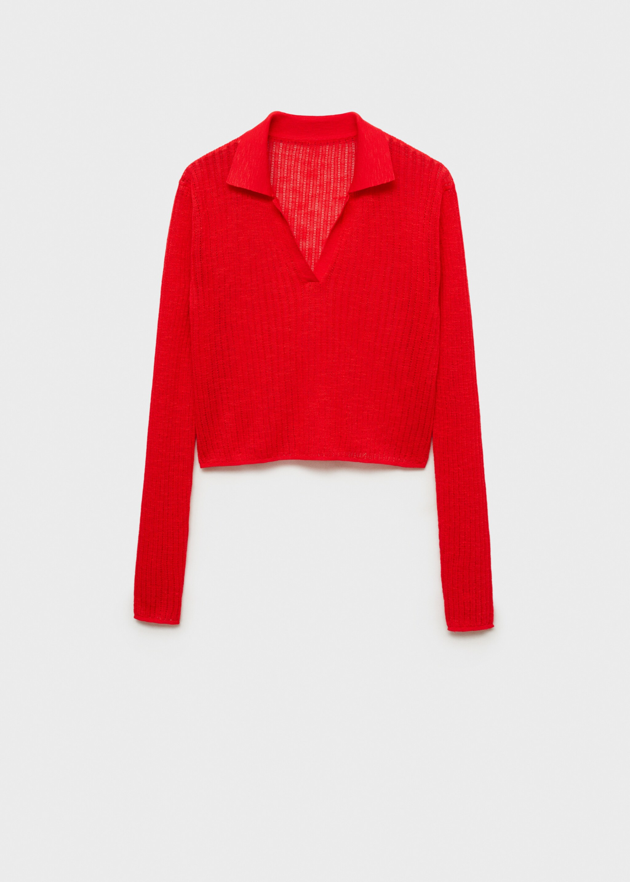 Ribbed polo neck t-shirt - Article without model, Red. Ref: 87090587-00.