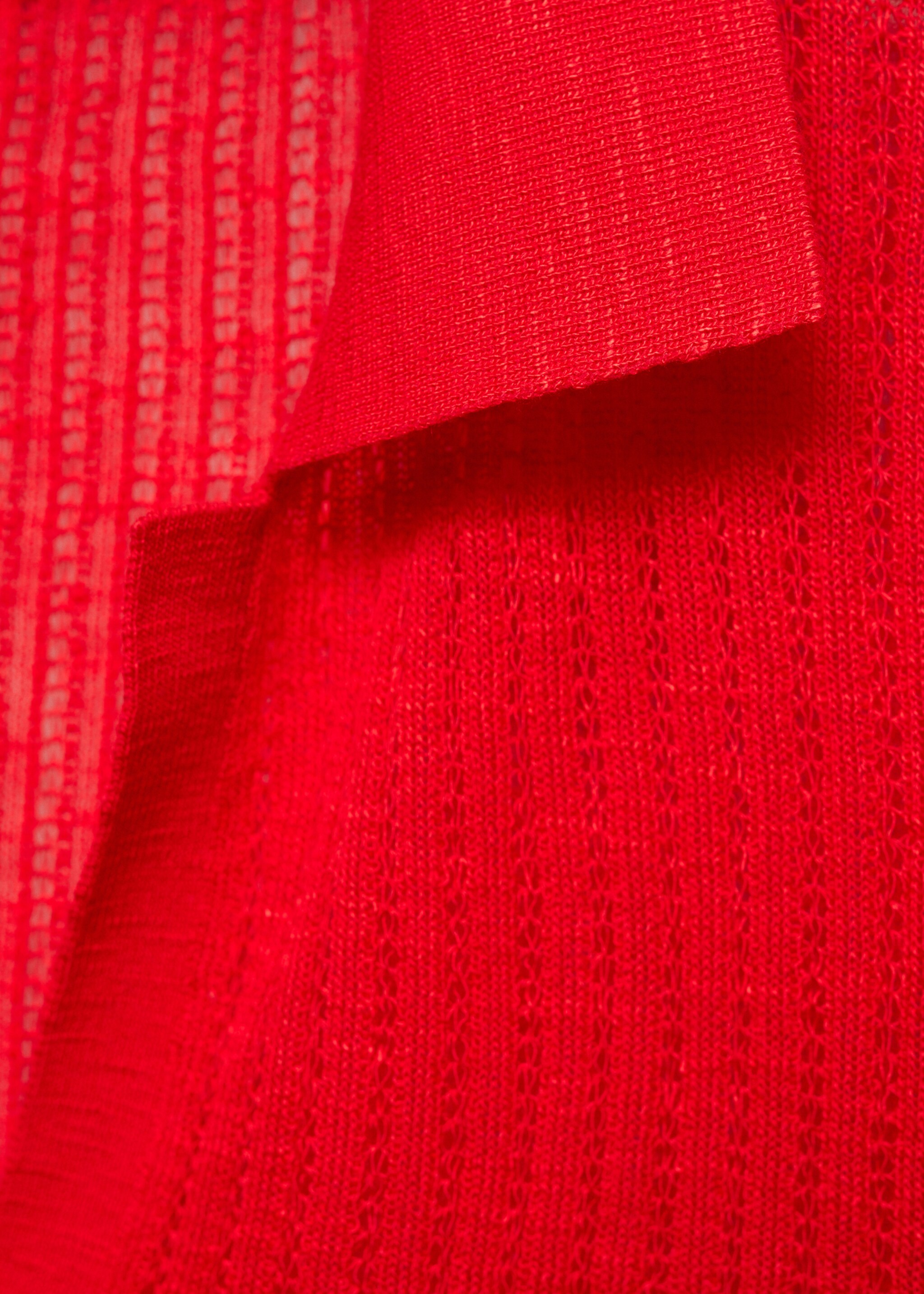 Ribbed polo neck t-shirt - Details of the article 8, Red. Ref: 87090587-00.