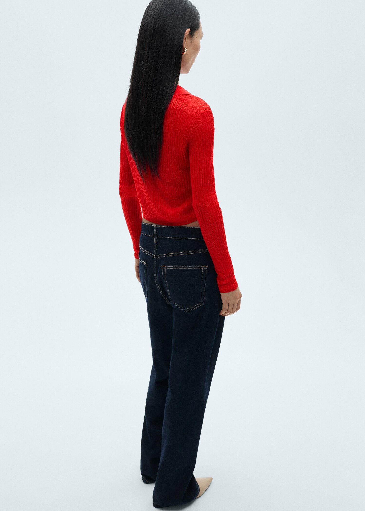 Ribbed polo neck t-shirt - Reverse of the article