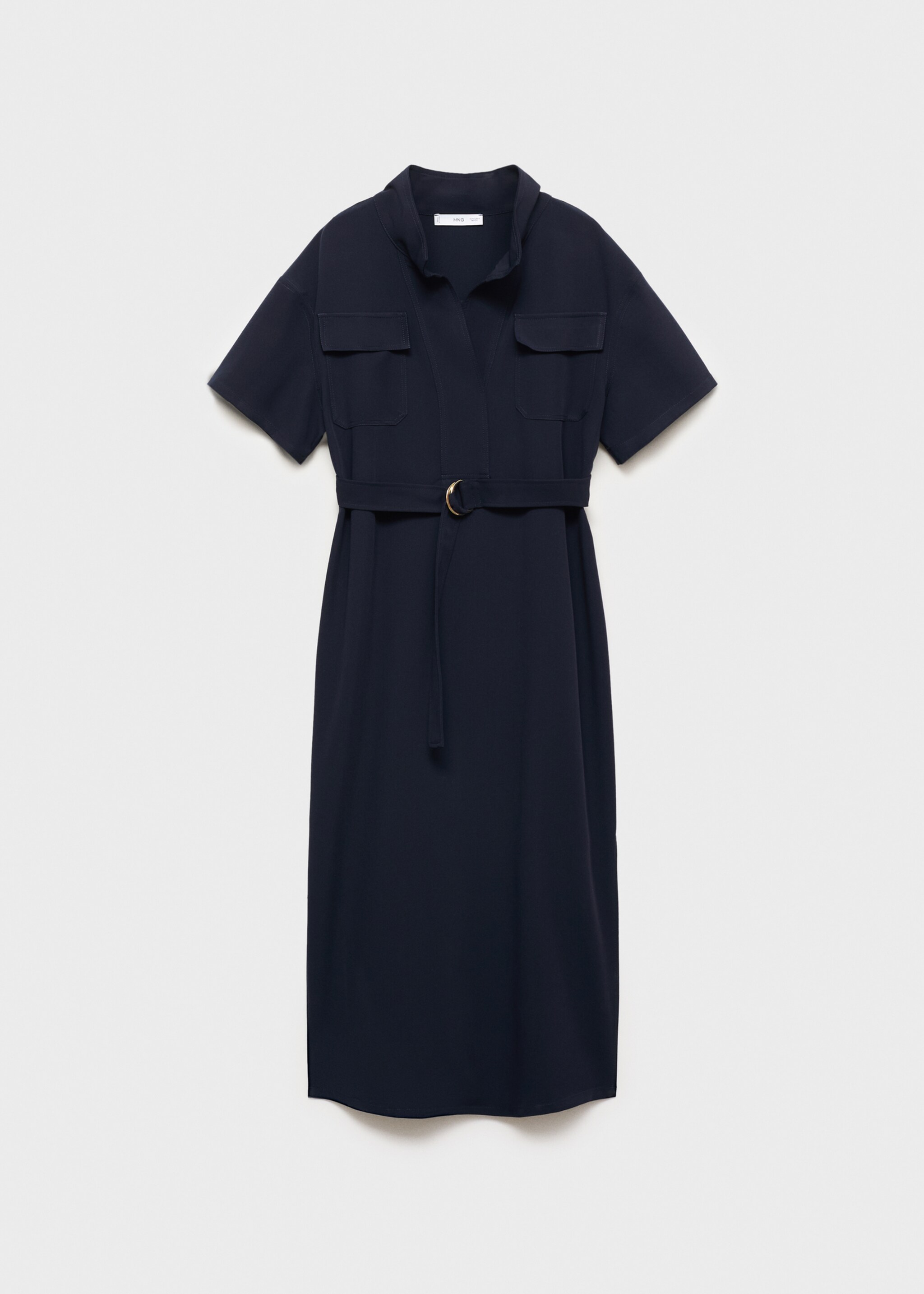 Short-sleeved dress with belt - Article without model, Blue. Ref: 87090595-00.