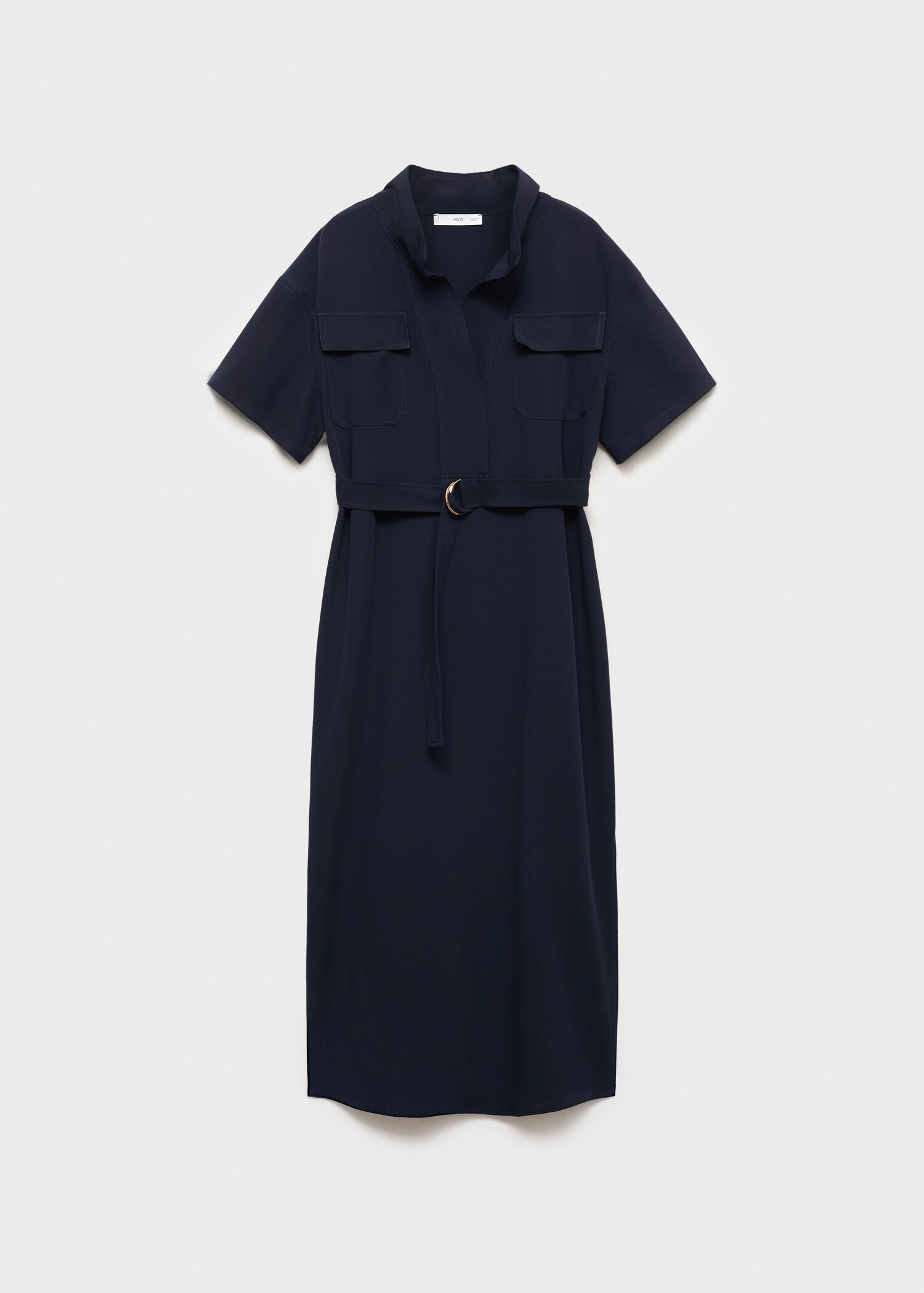 Short-sleeved dress with belt - Article without model