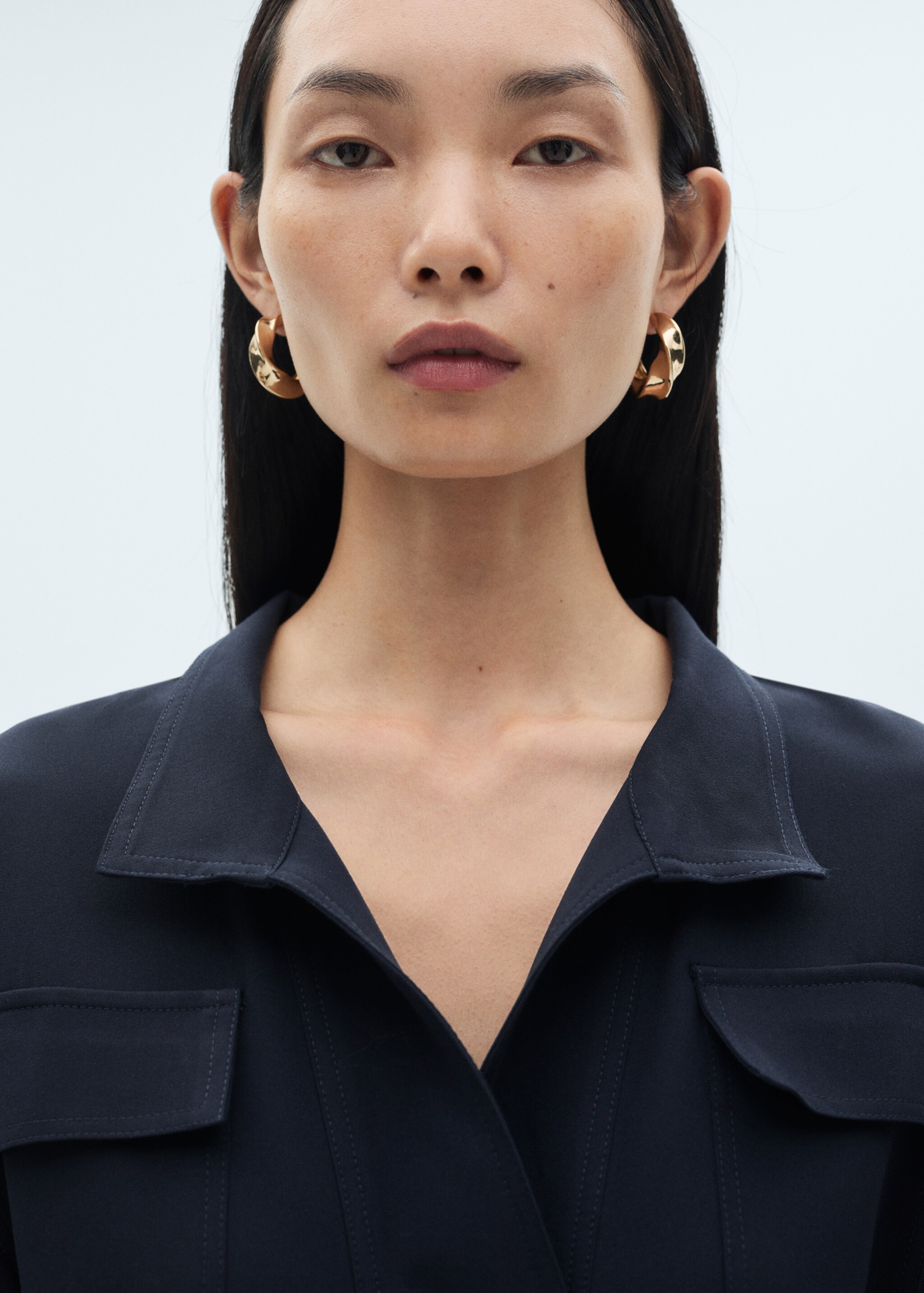 Short-sleeved dress with belt - Details of the article 1, Blue. Ref: 87090595-00.