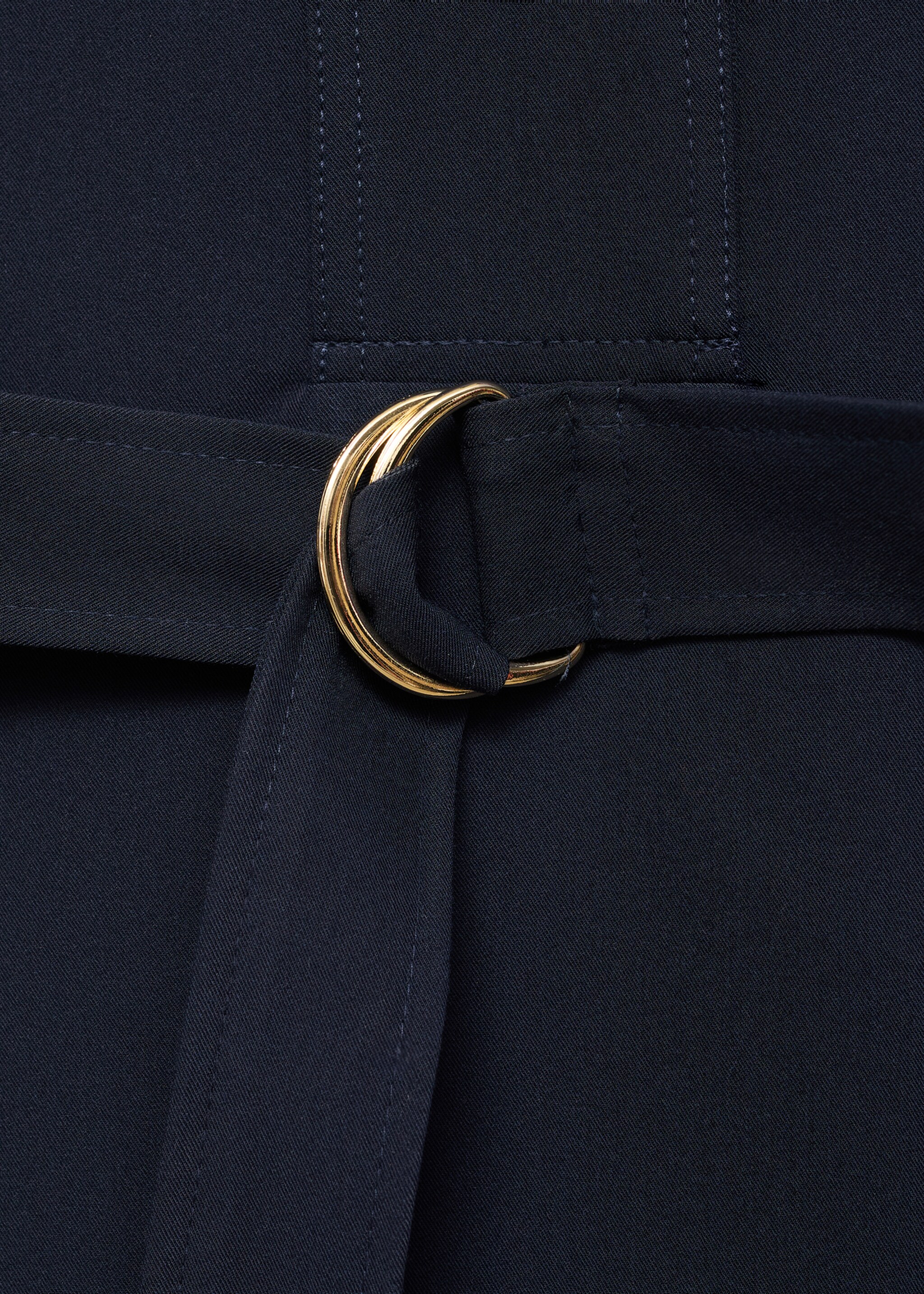 Short-sleeved dress with belt - Details of the article 8, Blue. Ref: 87090595-00.