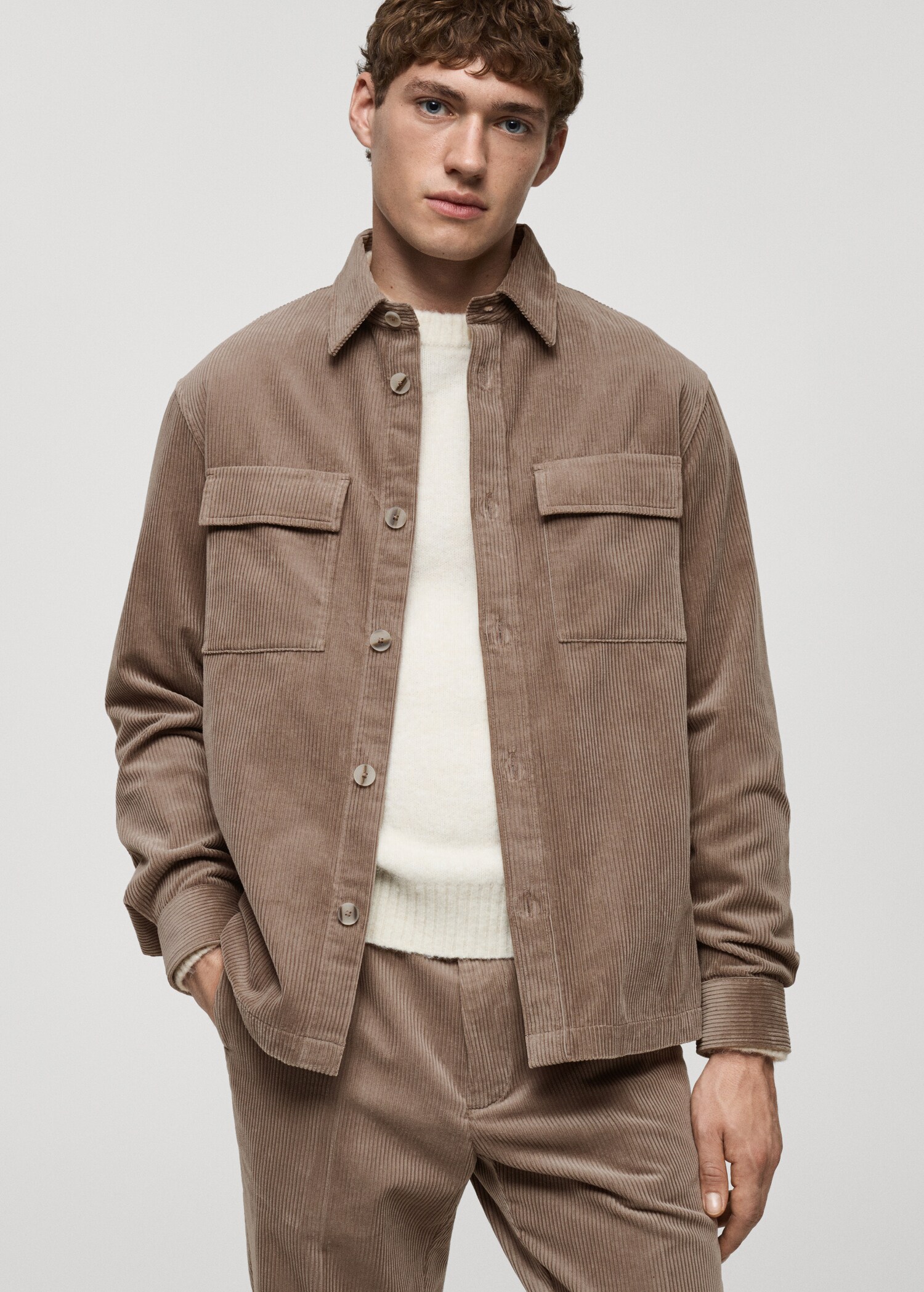 Corduroy overshirt with pockets - Medium plane