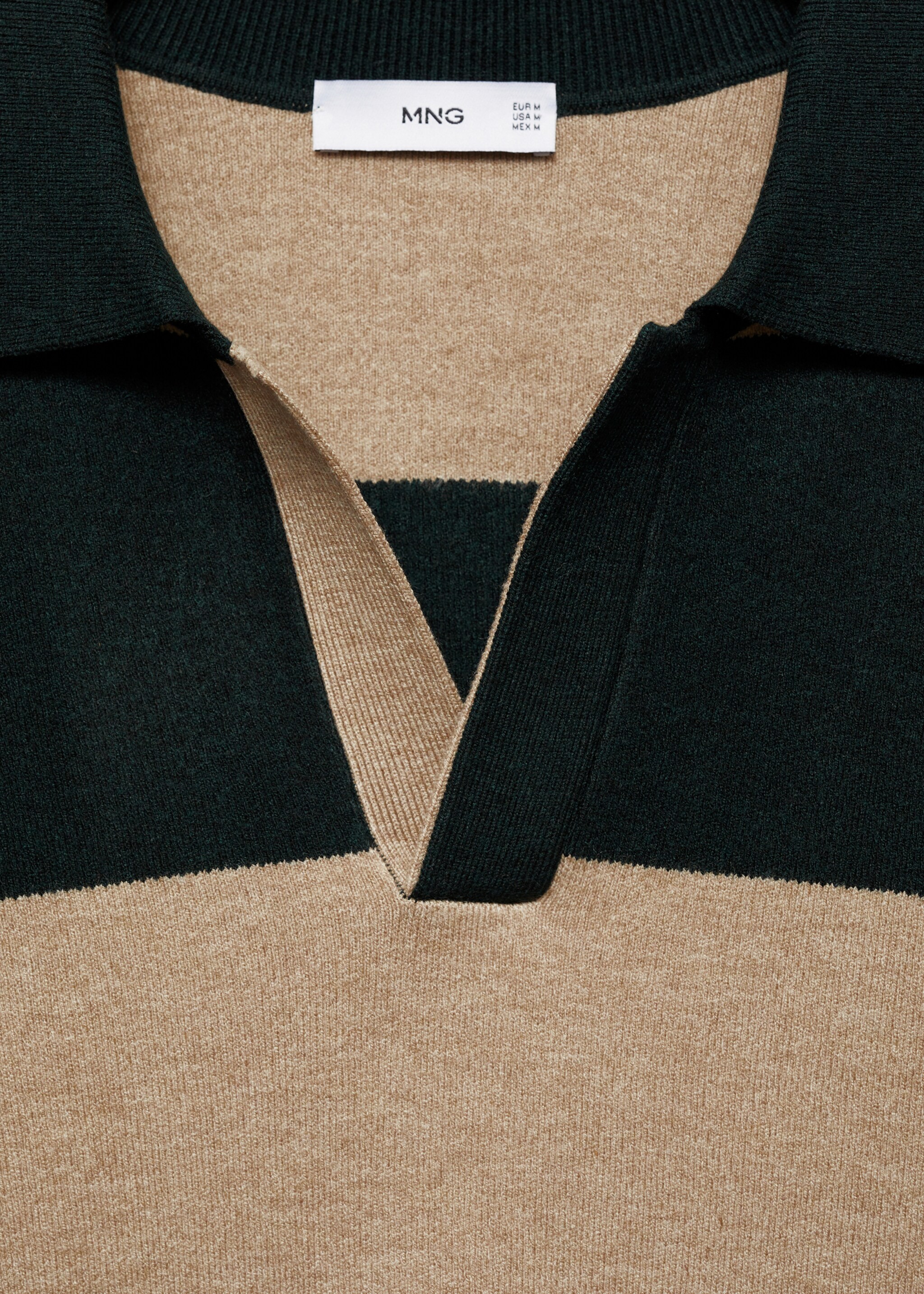 Striped design polo sweater - Details of the article 8, Dark Green. Ref: 87090598-00.